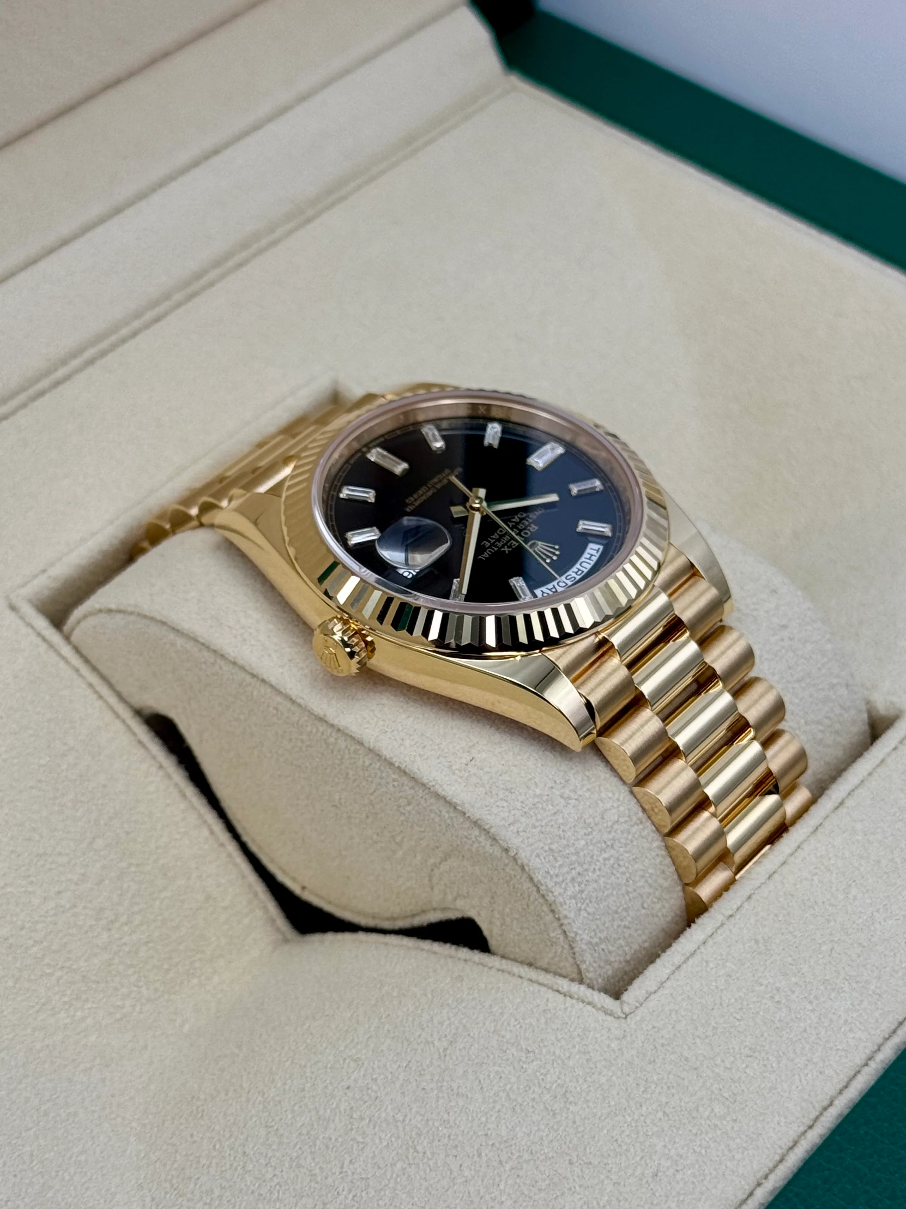 NEW 2025 Rolex Day-Date 40mm 228238 Black Diamond Baguette Dial - Image 8