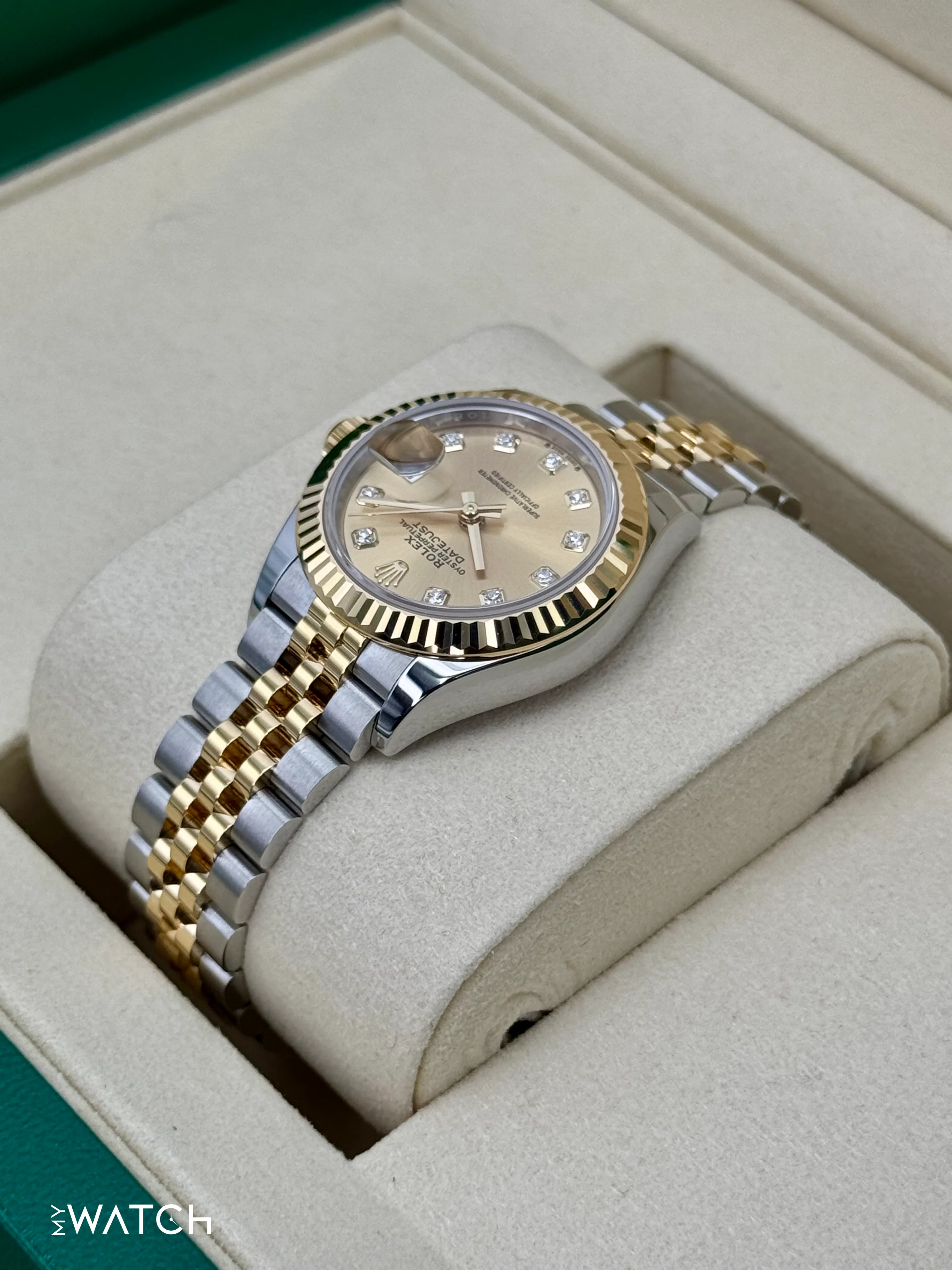 NEW 2025 Rolex Lady Datejust 28mm 279173 Jubilee Champagne Diamond Dial - Image 8