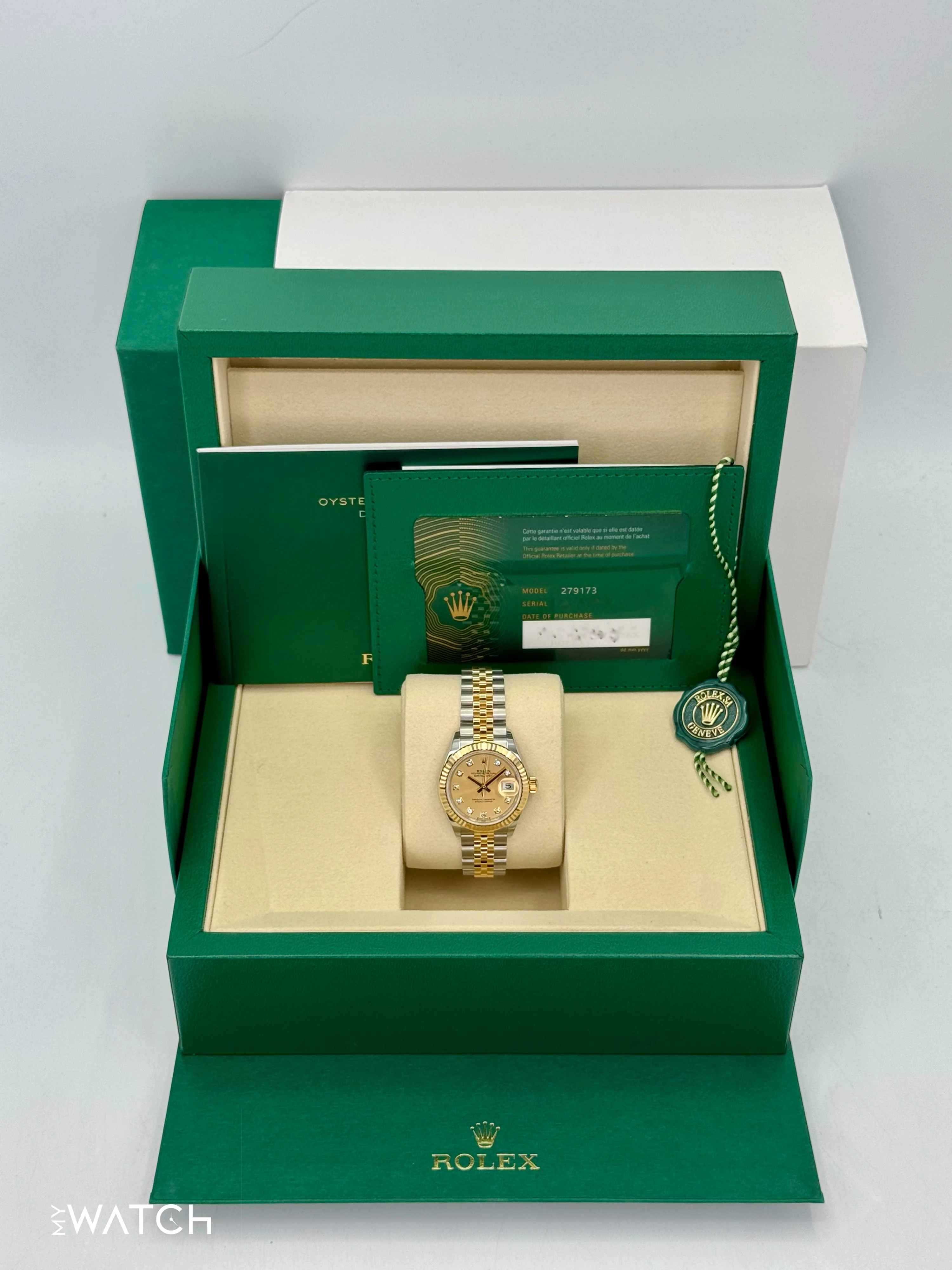 NEW 2025 Rolex Lady Datejust 28mm 279173 Jubilee Champagne Diamond Dial - Image 9