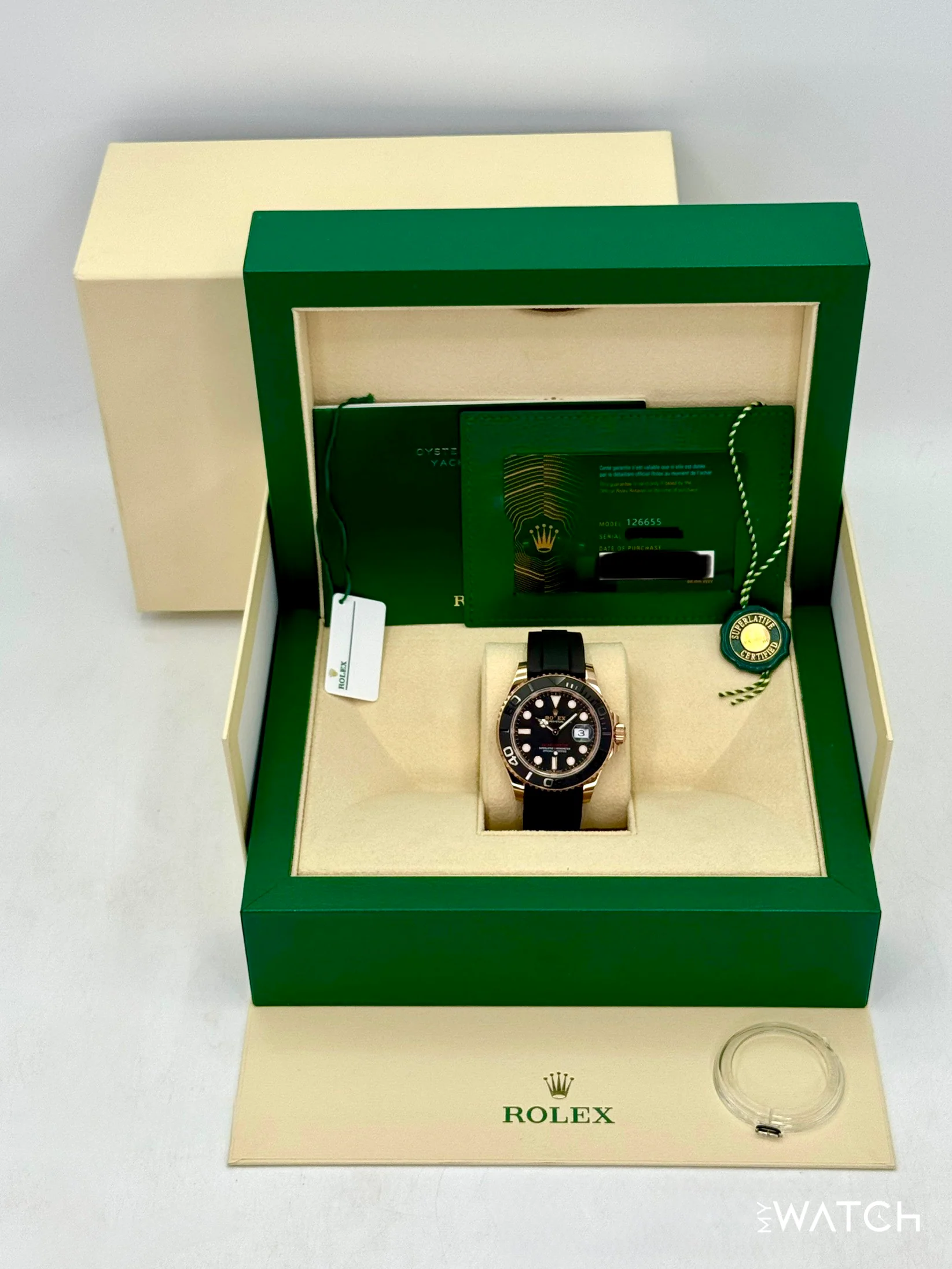 NEW 2024 Rolex Yacht-Master 40mm 126655 Rose Gold Oysterflex Black Dial - Image 9