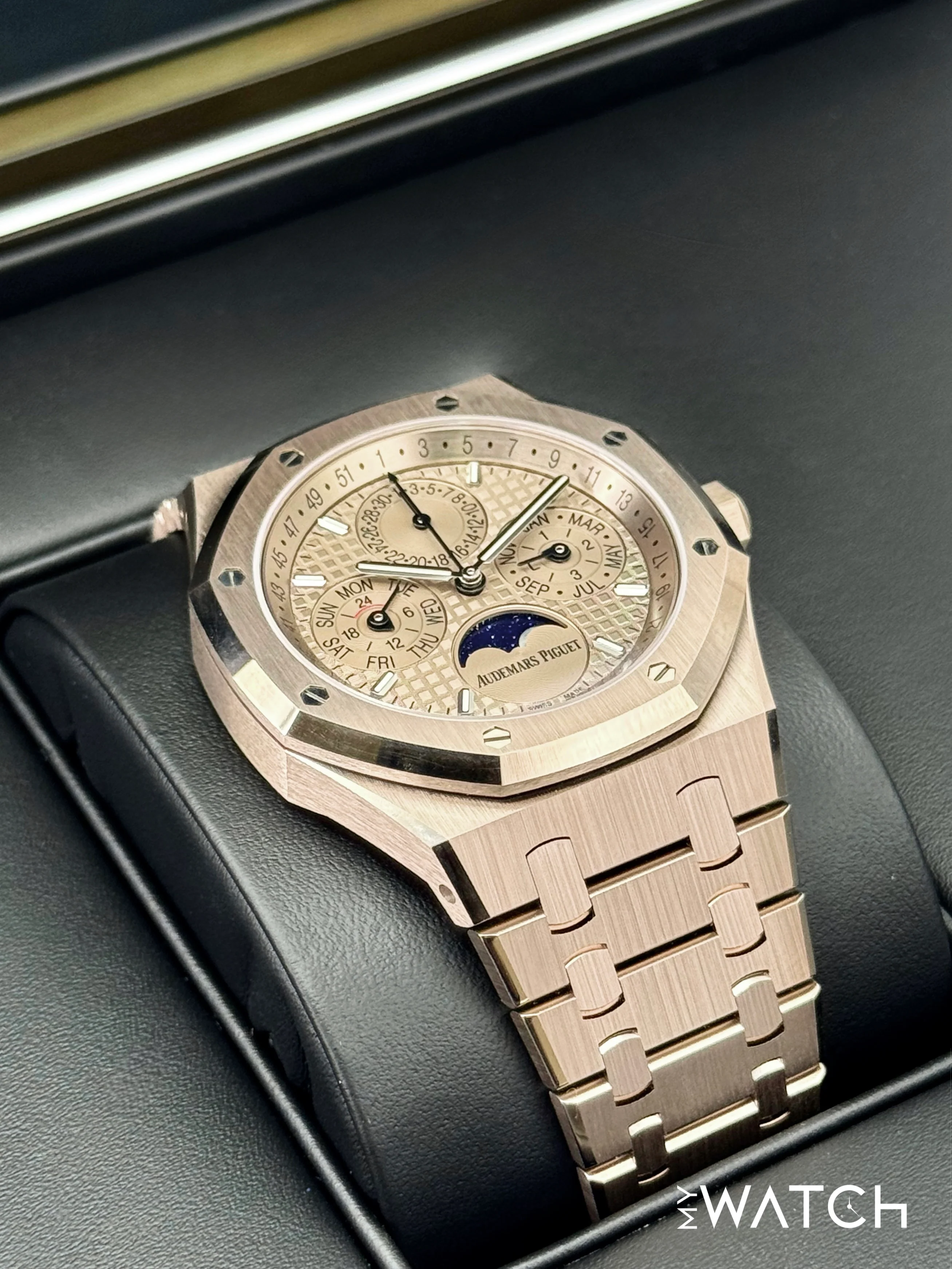 NEW 2025 Audemars Piguet Royal Oak 41mm 26674SG 18kt Sand Gold Perpetual Calendar - Image 6