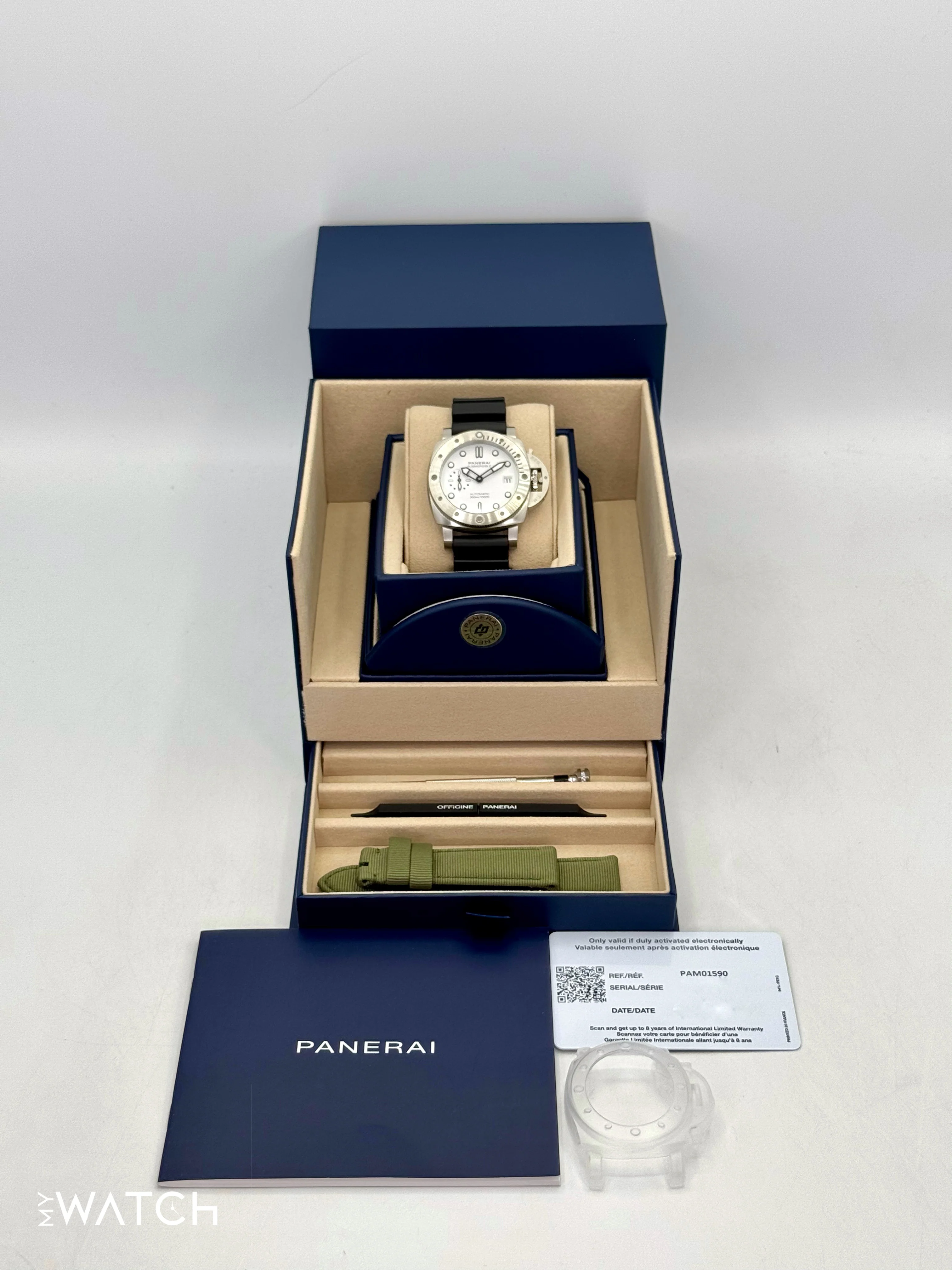 NEW 2025 Panerai Submersible 42mm PAM01590 Stainless Steel White Dial - Image 10