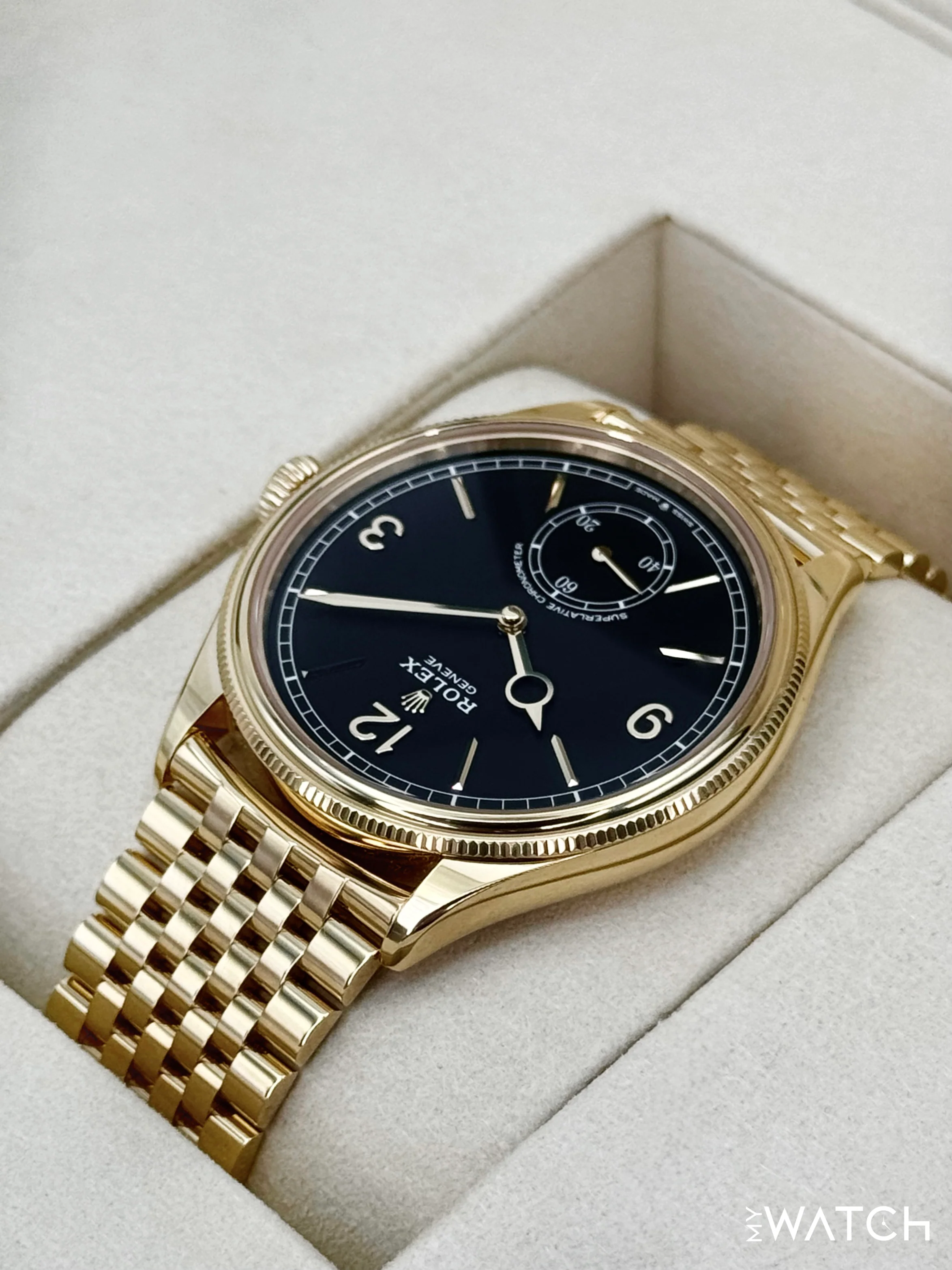 NEW 2025 Rolex 1908 39mm 52508 Yellow Gold Settimo Bracelet Black Dial - Image 7