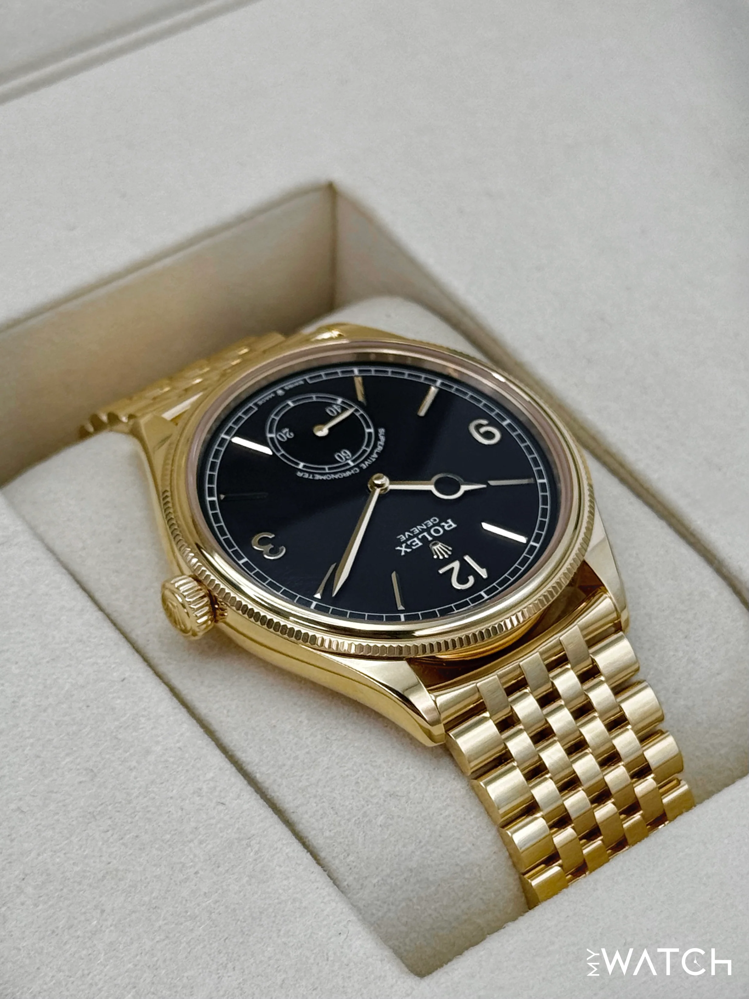 NEW 2025 Rolex 1908 39mm 52508 Yellow Gold Settimo Bracelet Black Dial - Image 8