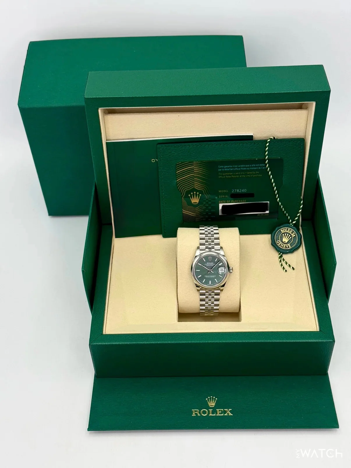 NEW 2025 Rolex Datejust 31mm 278240 Stainless Steel Jubilee Mint Green Dial - Image 9