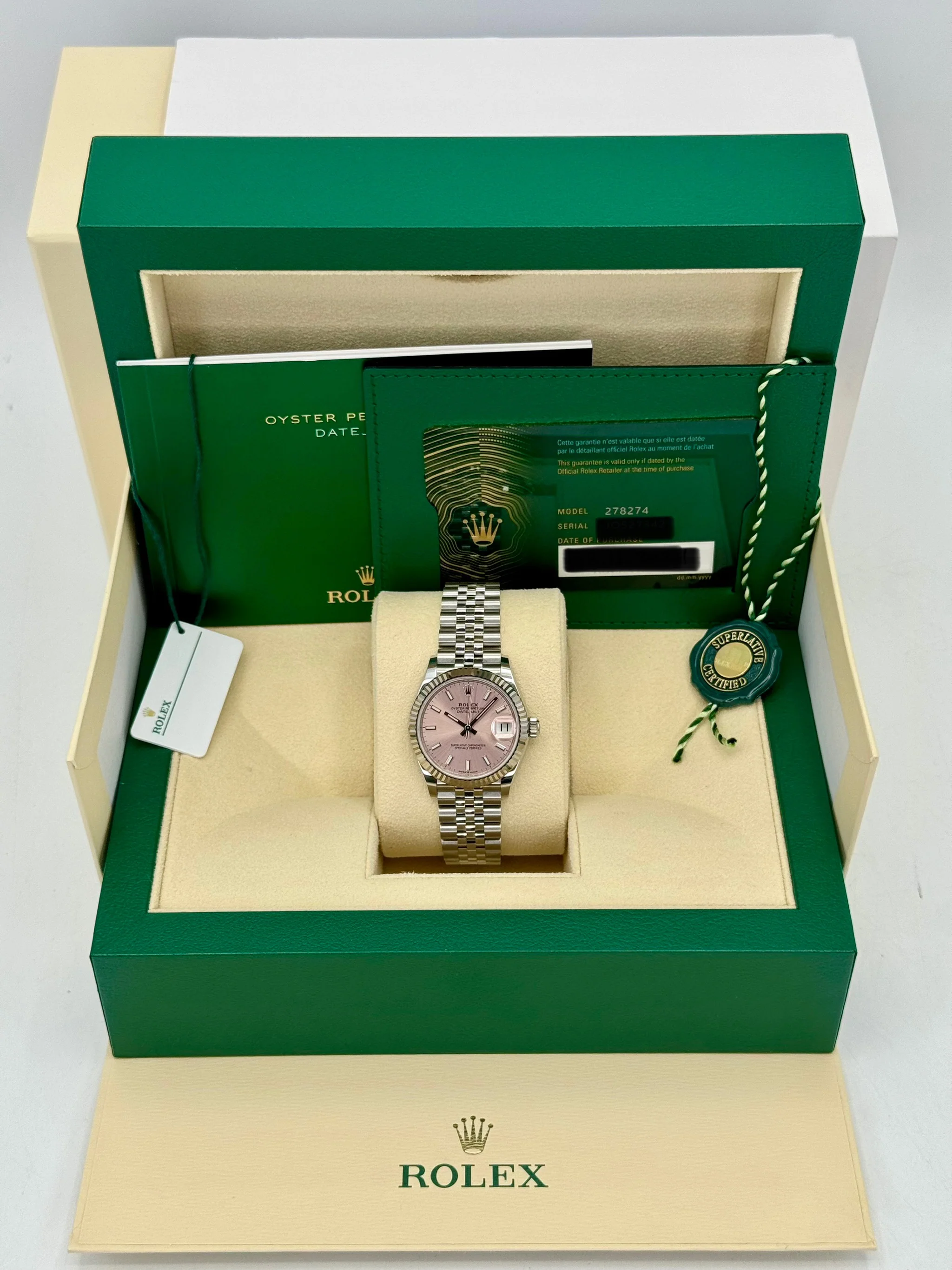 NEW 2025 Rolex Datejust 31mm 278274 Stainless Steel Jubilee Pink Dial - Image 10