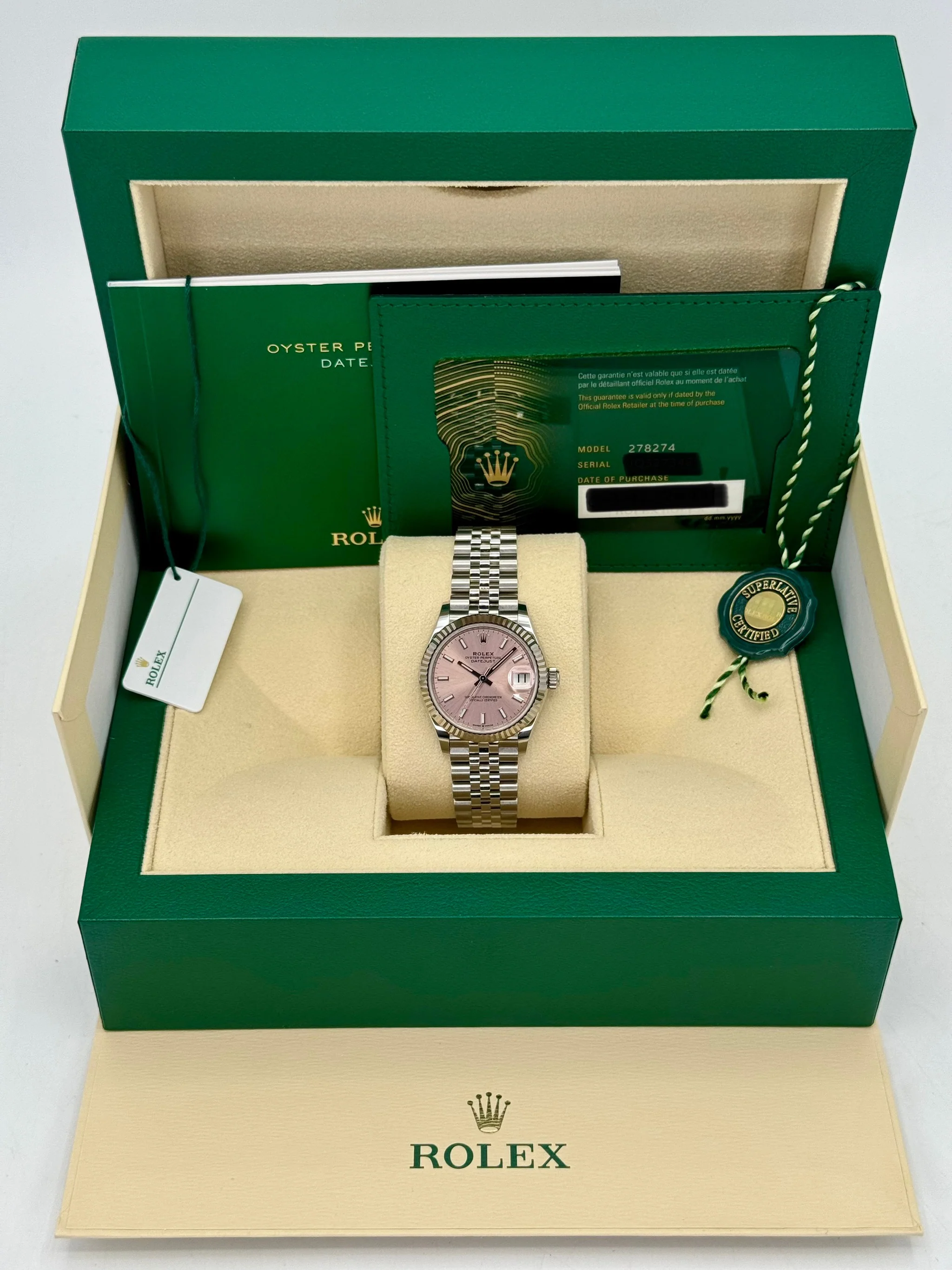NEW 2025 Rolex Datejust 31mm 278274 Stainless Steel Jubilee Pink Dial - Image 9