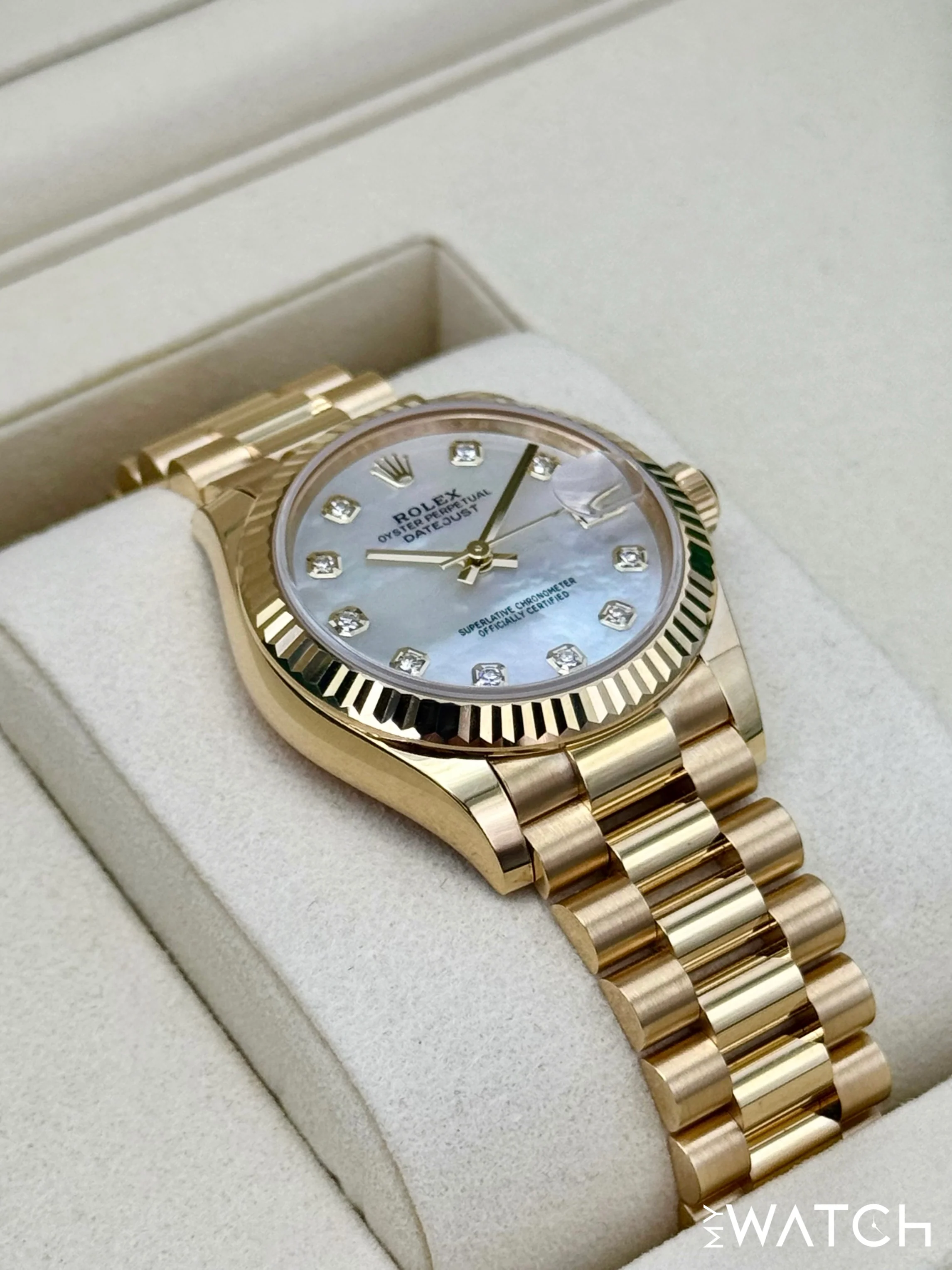 NEW 2025 Rolex Datejust 31mm 278278 Yellow Gold MOP Diamond Dial - Image 6