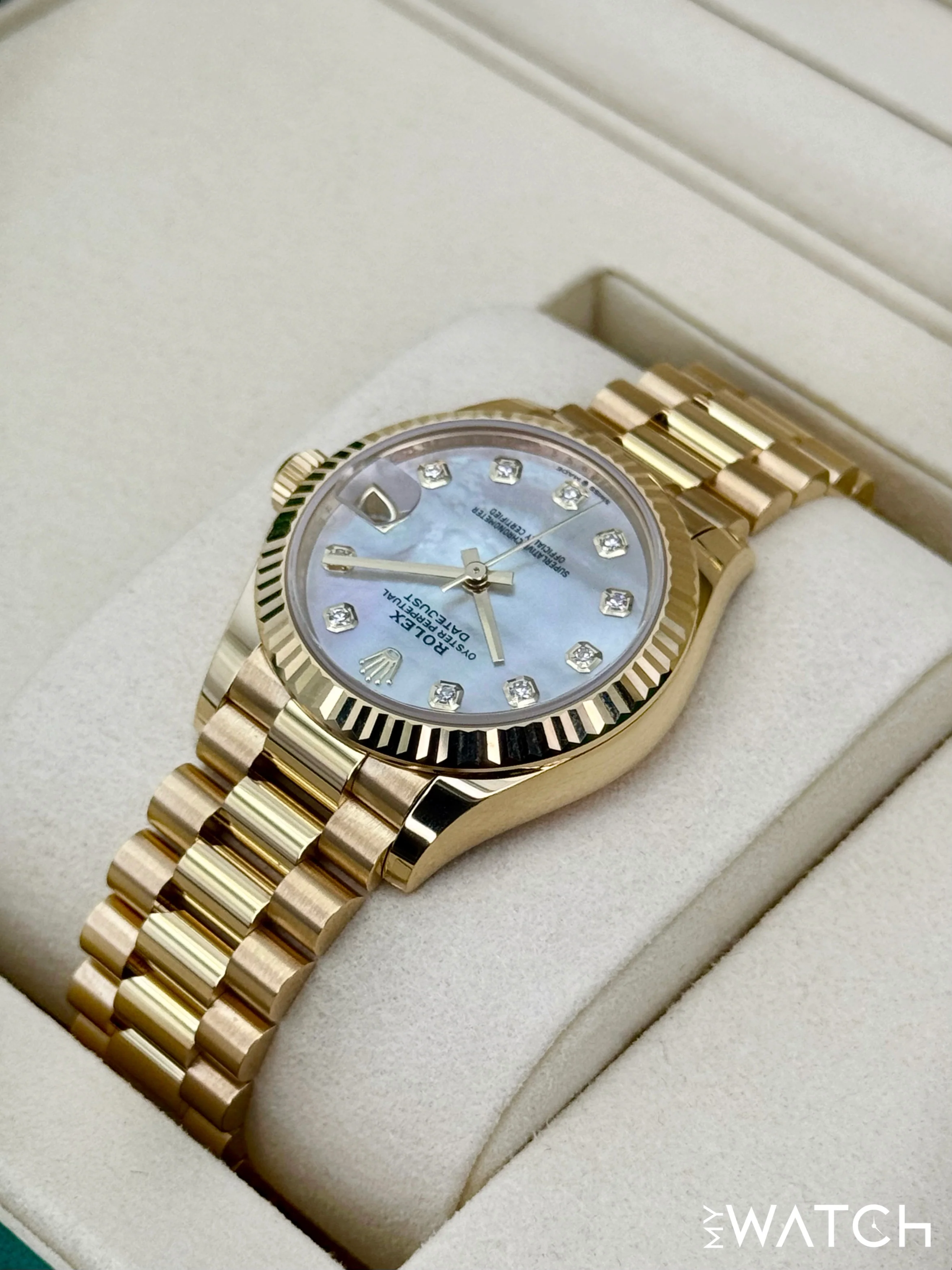 NEW 2025 Rolex Datejust 31mm 278278 Yellow Gold MOP Diamond Dial - Image 7