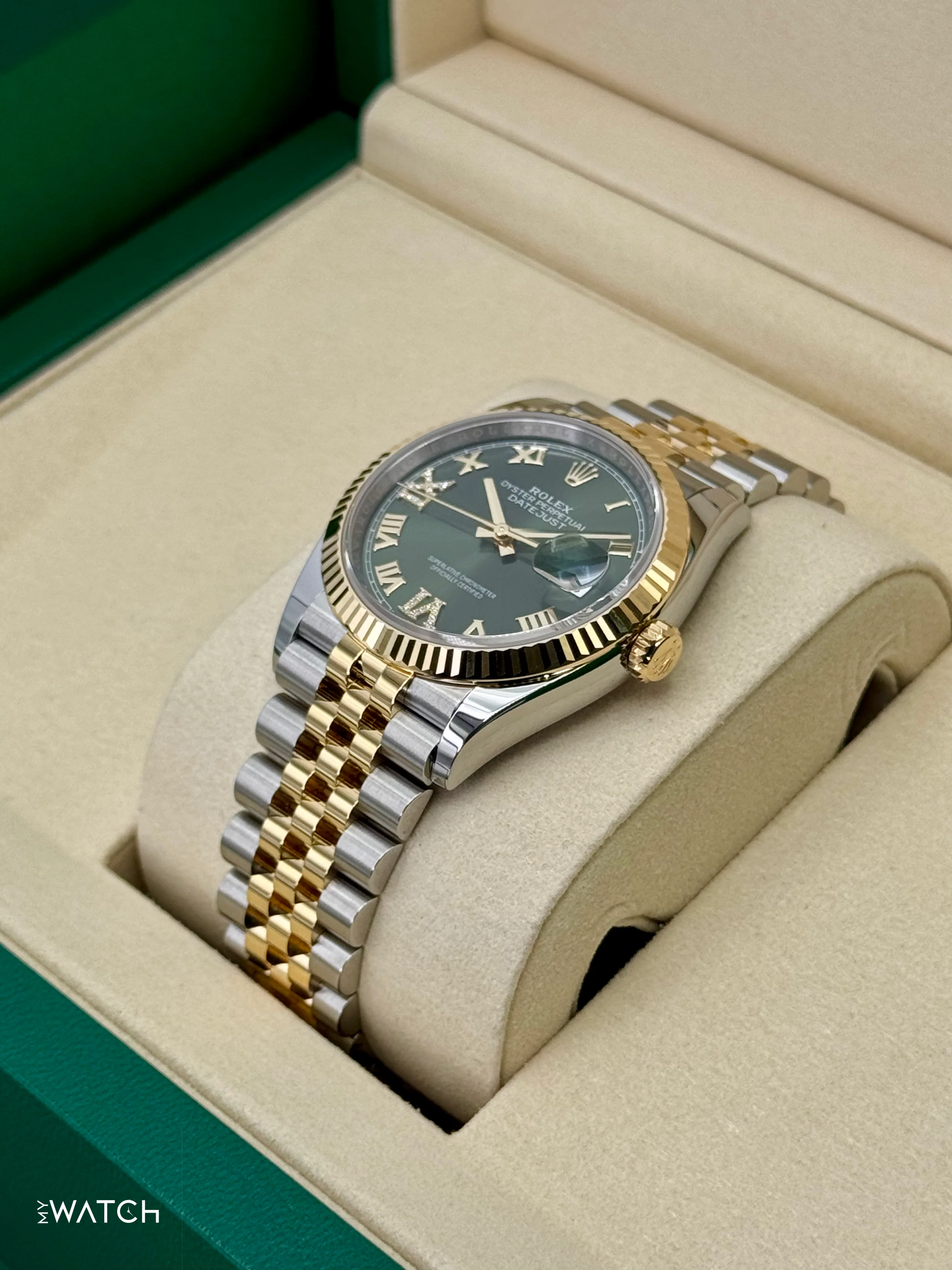 NEW 2025 Rolex Datejust 36mm 126233 Two-Tone Jubilee Green Diamond Dial - Image 5