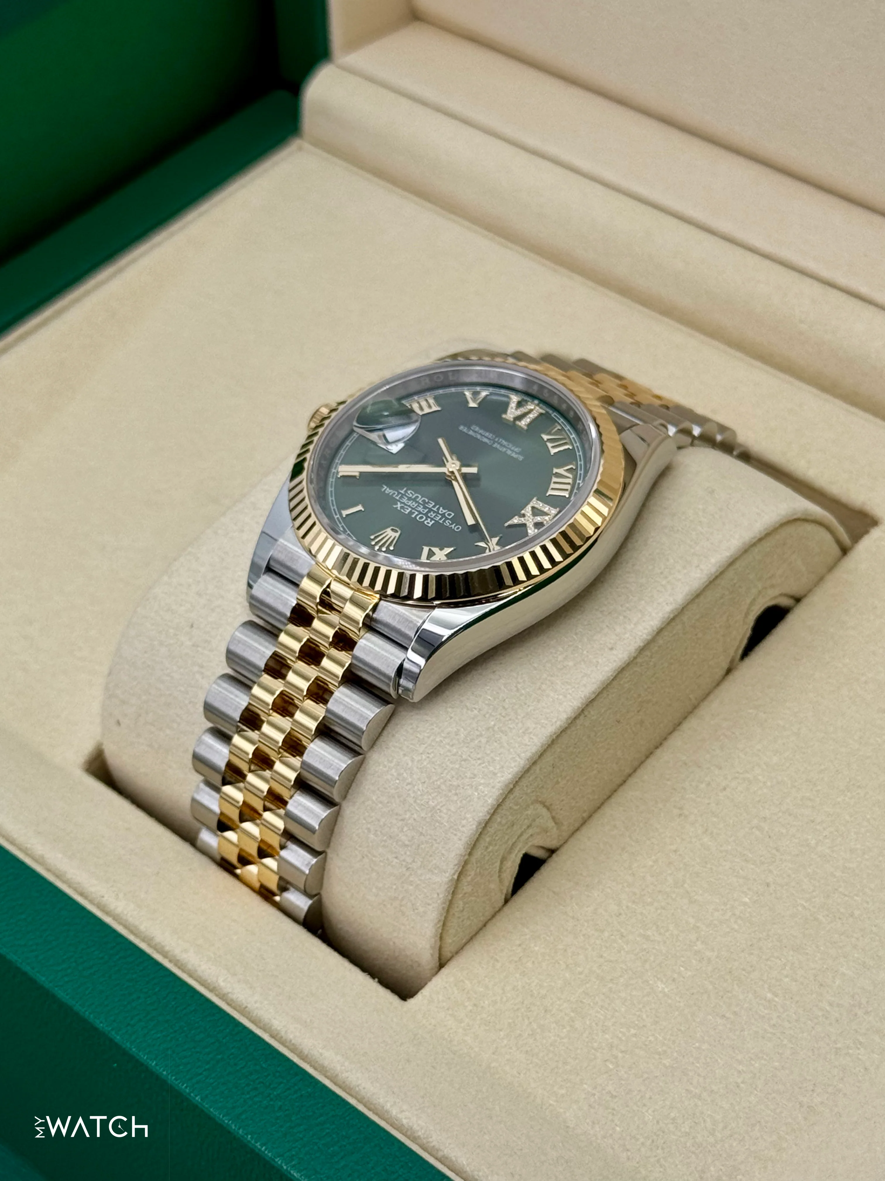 NEW 2025 Rolex Datejust 36mm 126233 Two-Tone Jubilee Green Diamond Dial - Image 7