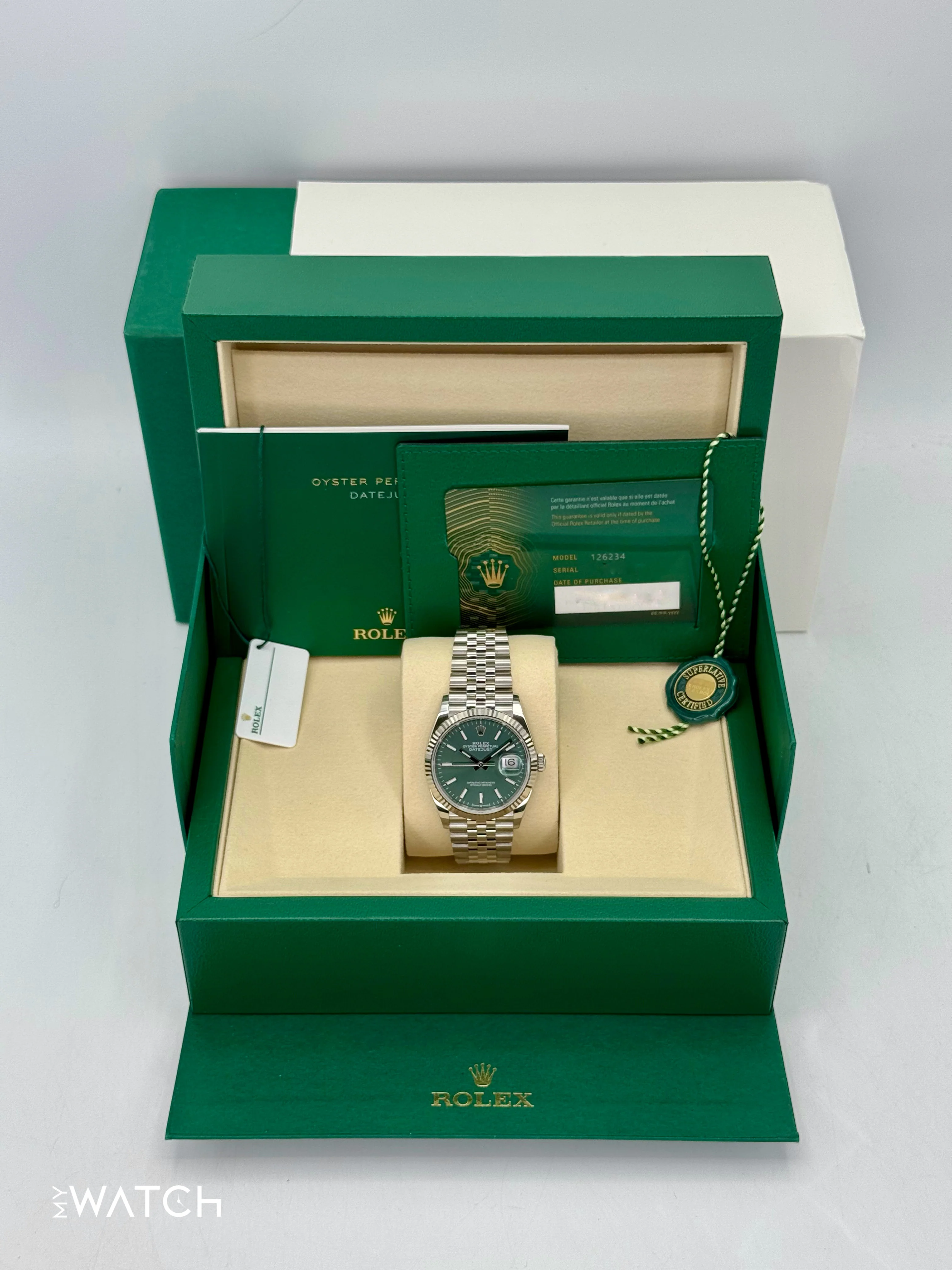 NEW 2025 Rolex Datejust 36mm 126234 Jubilee Green Dial - Image 9