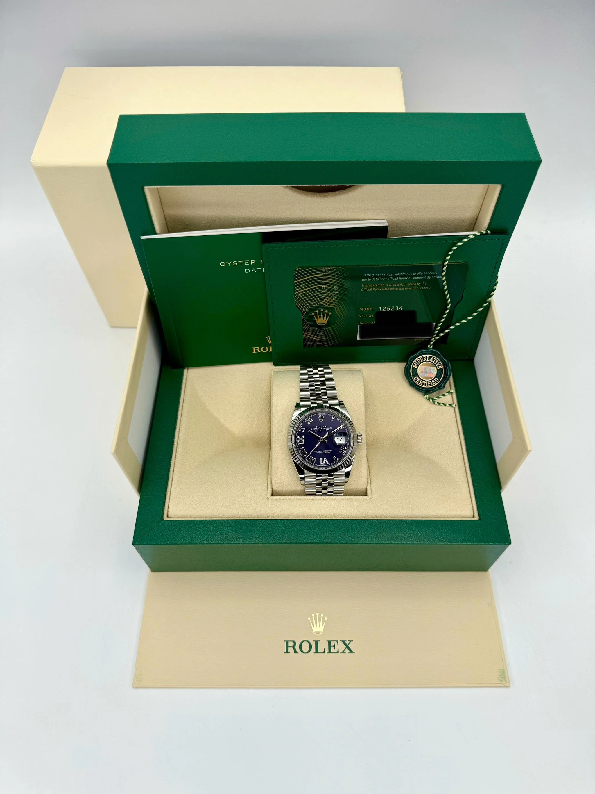 NEW 2025 Rolex Datejust 36mm 126234 Stainless Steel Jubilee Purple Dial - Image 10