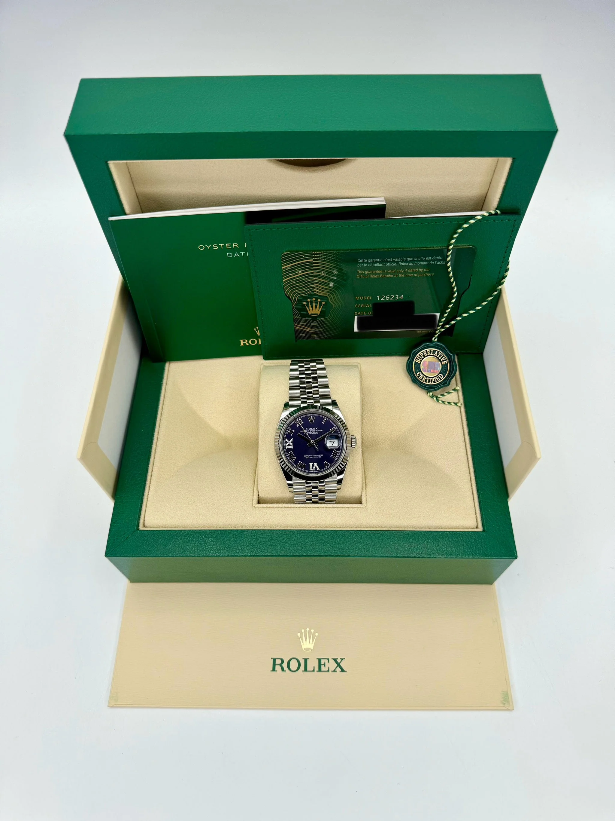 NEW 2025 Rolex Datejust 36mm 126234 Stainless Steel Jubilee Purple Dial - Image 9