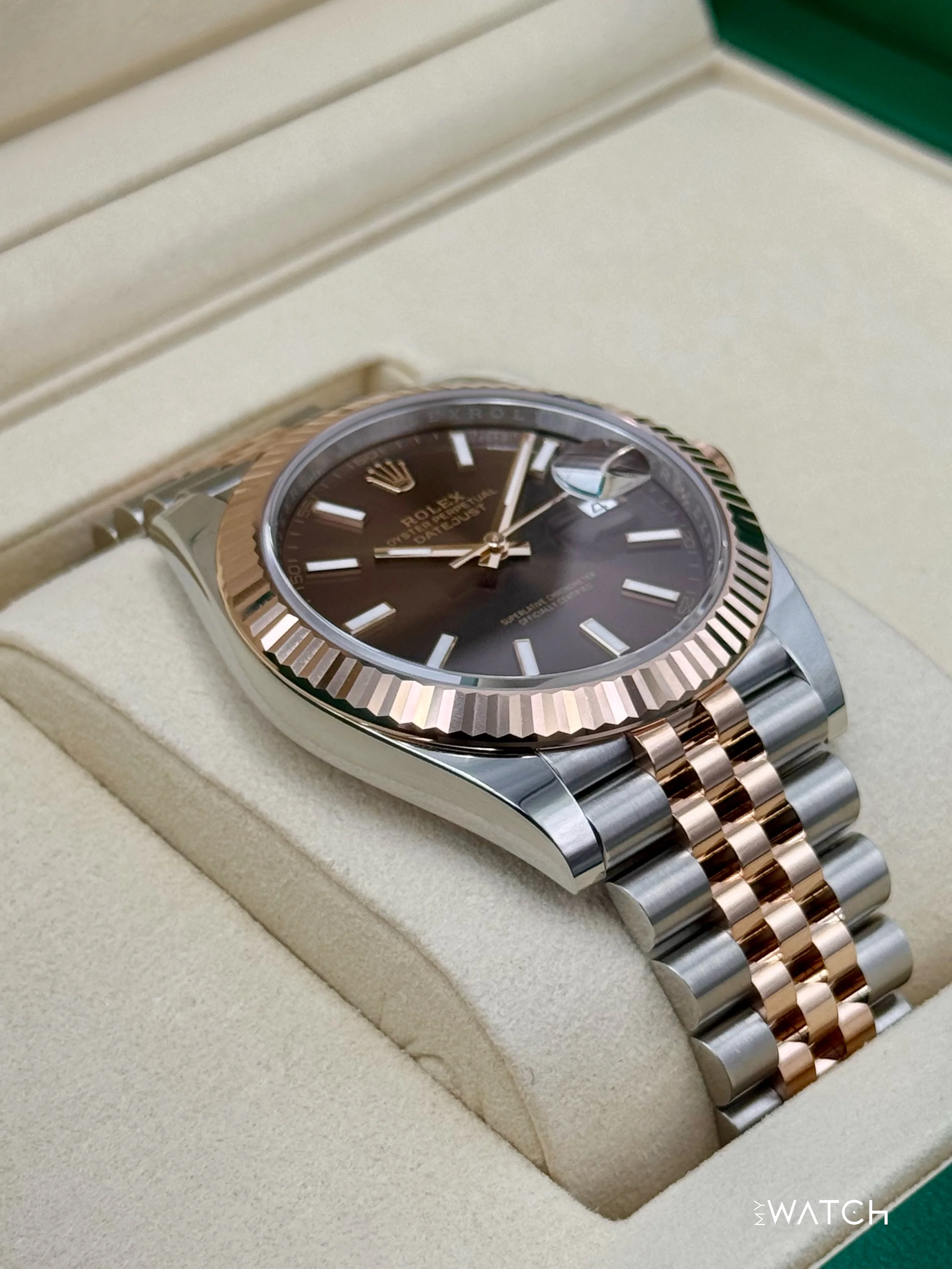 NEW 2025 Rolex Datejust 41mm 126331 Two-Tone Rose Gold Chocolate Dial (STICKERED) - Image 6