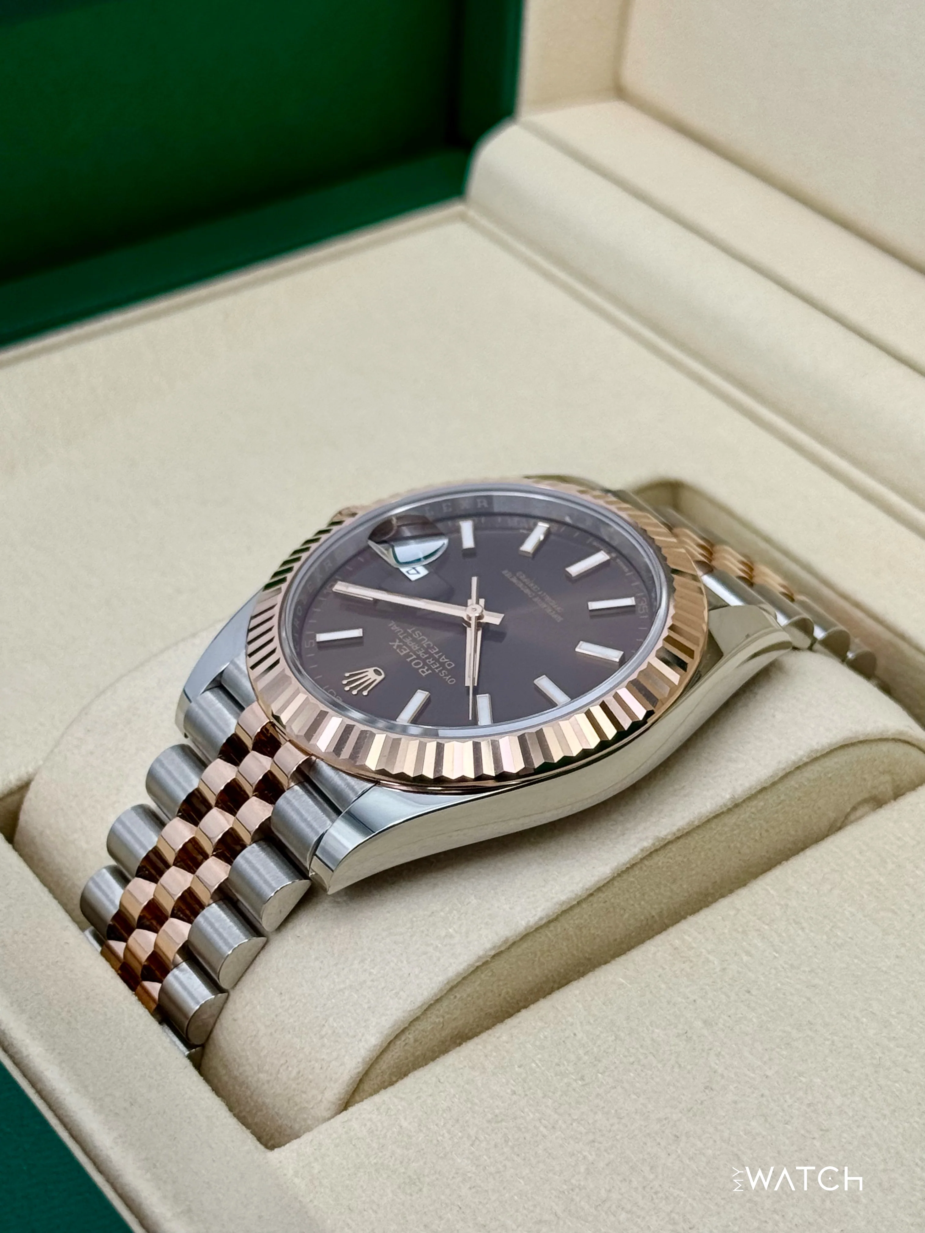 NEW 2025 Rolex Datejust 41mm 126331 Two-Tone Rose Gold Chocolate Dial (STICKERED) - Image 7