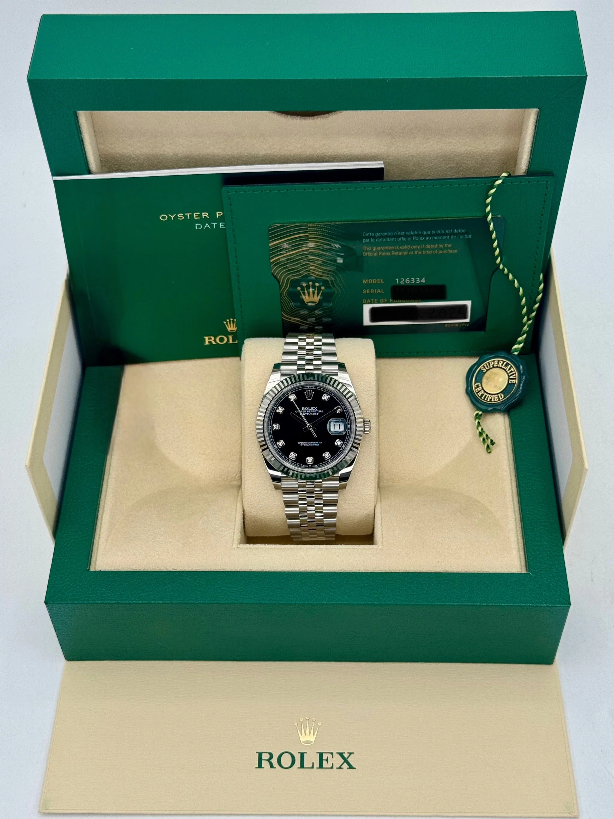 NEW 2025 Rolex Datejust 41mm 126334 Jubilee Black Diamond Dial - Image 9