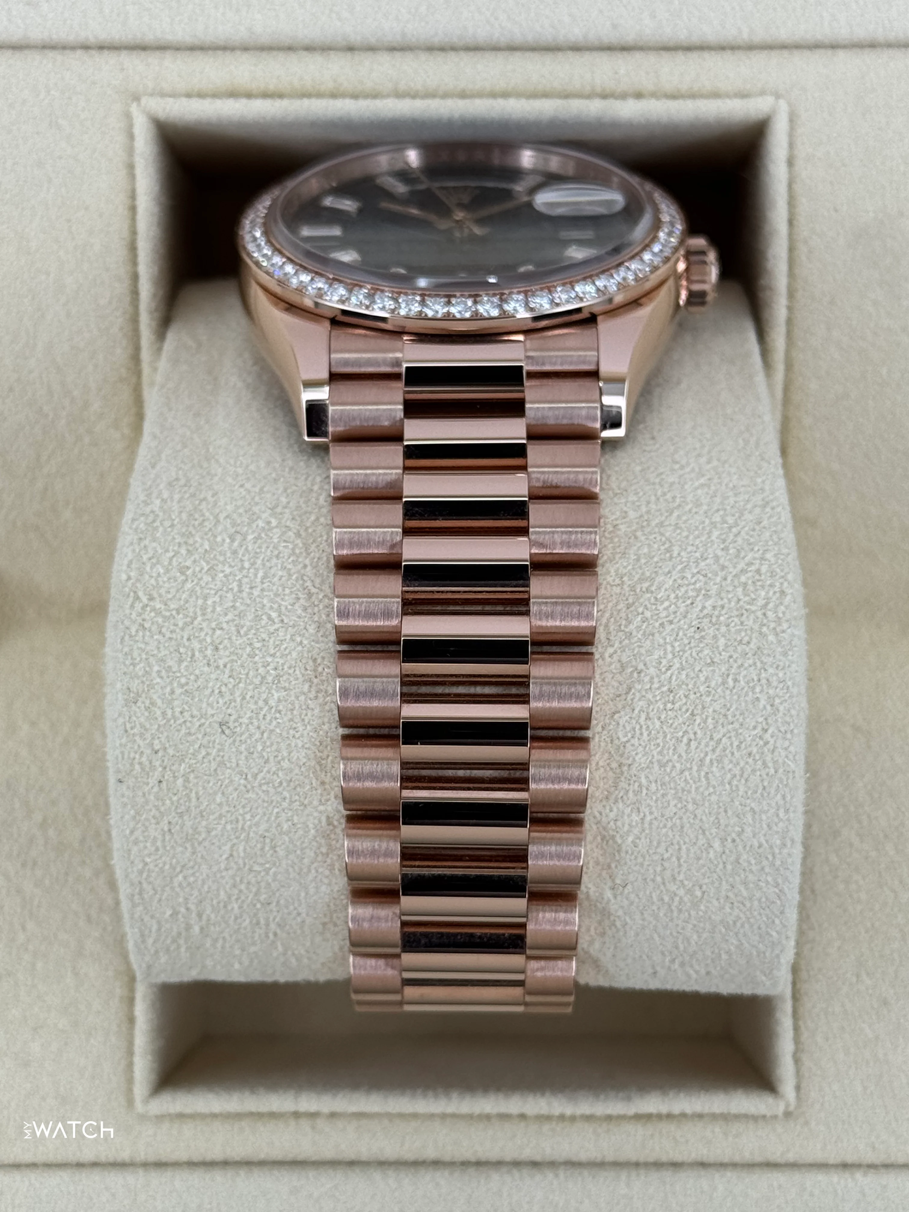NEW 2025 Rolex Day-Date 36mm 128345RBR Rose Gold Blue Baguette Dial - Image 3