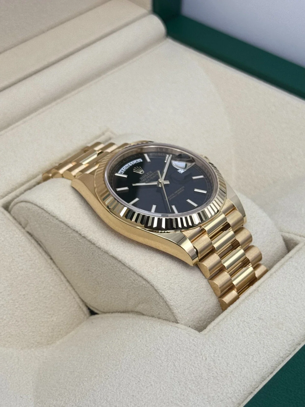 NEW 2025 Rolex Day-Date 40mm 228238 Yellow Gold Black Dial - Image 6