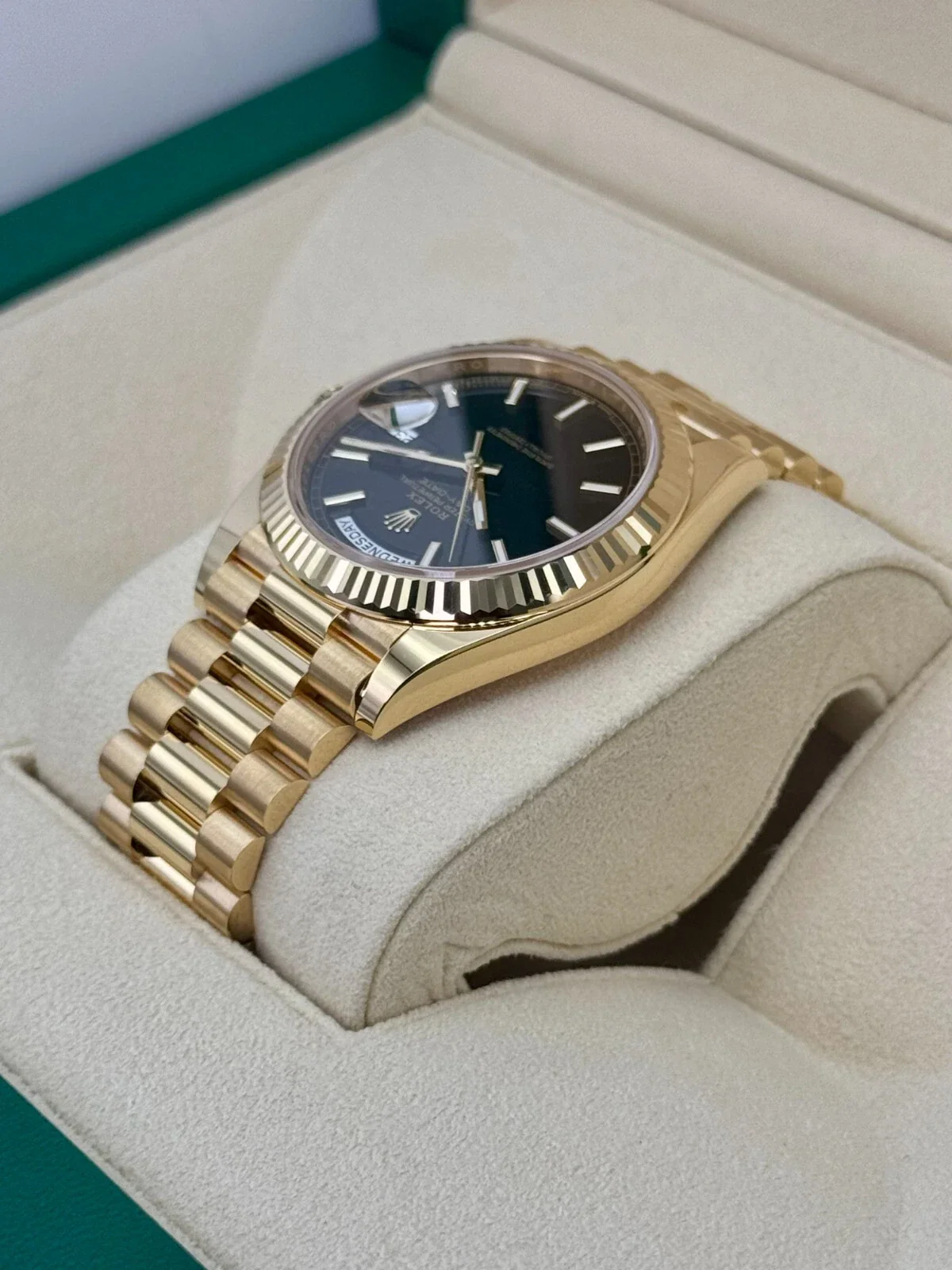 NEW 2025 Rolex Day-Date 40mm 228238 Yellow Gold Black Dial - Image 7