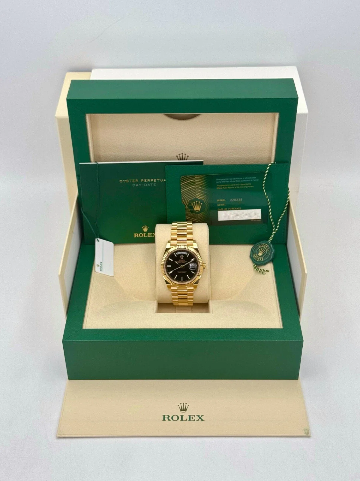 NEW 2025 Rolex Day-Date 40mm 228238 Yellow Gold Black Dial - Image 9