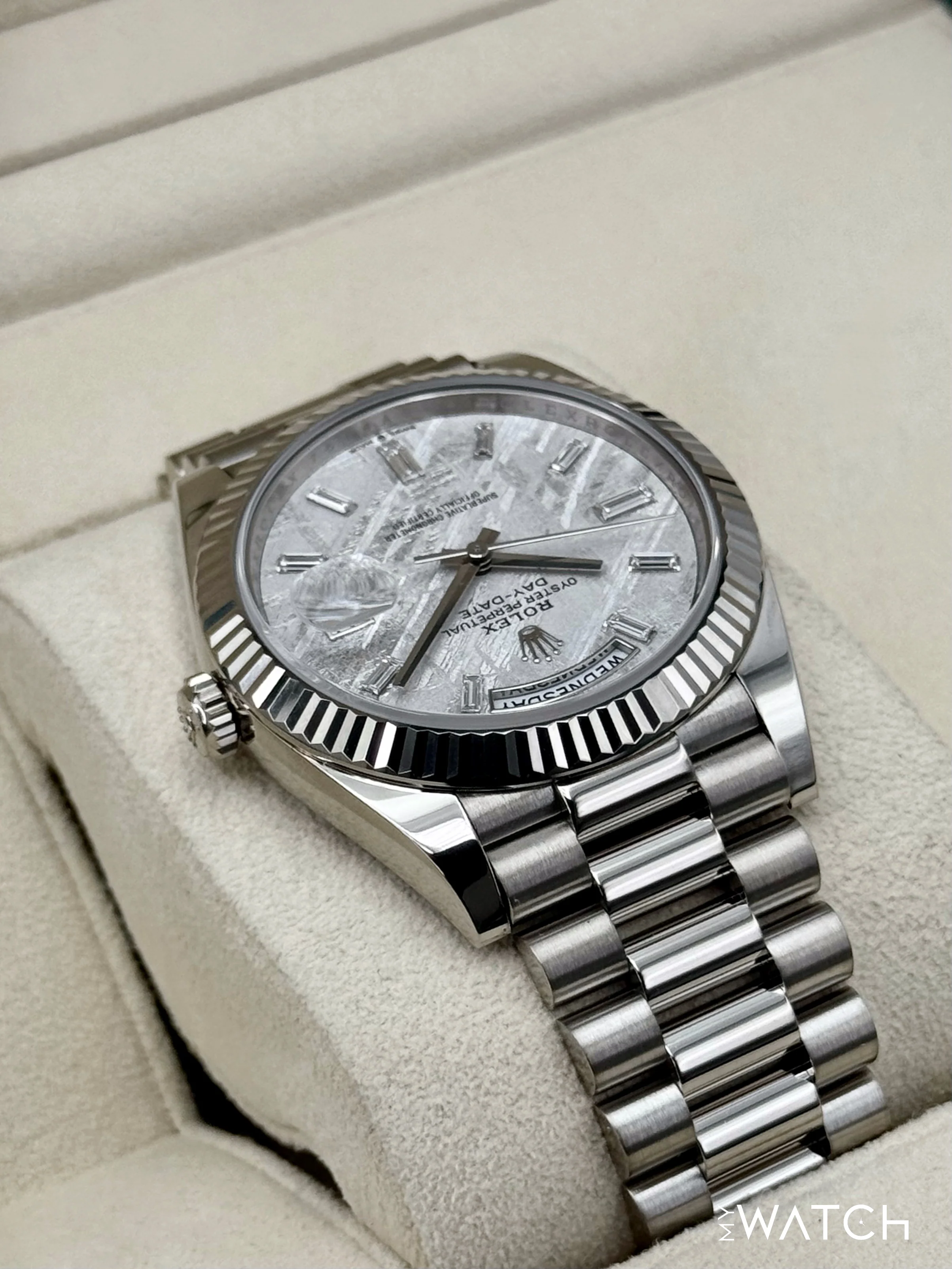 NEW 2025 Rolex Day-Date 40mm 228239 Presidential White Gold Meteorite Dial - Image 8