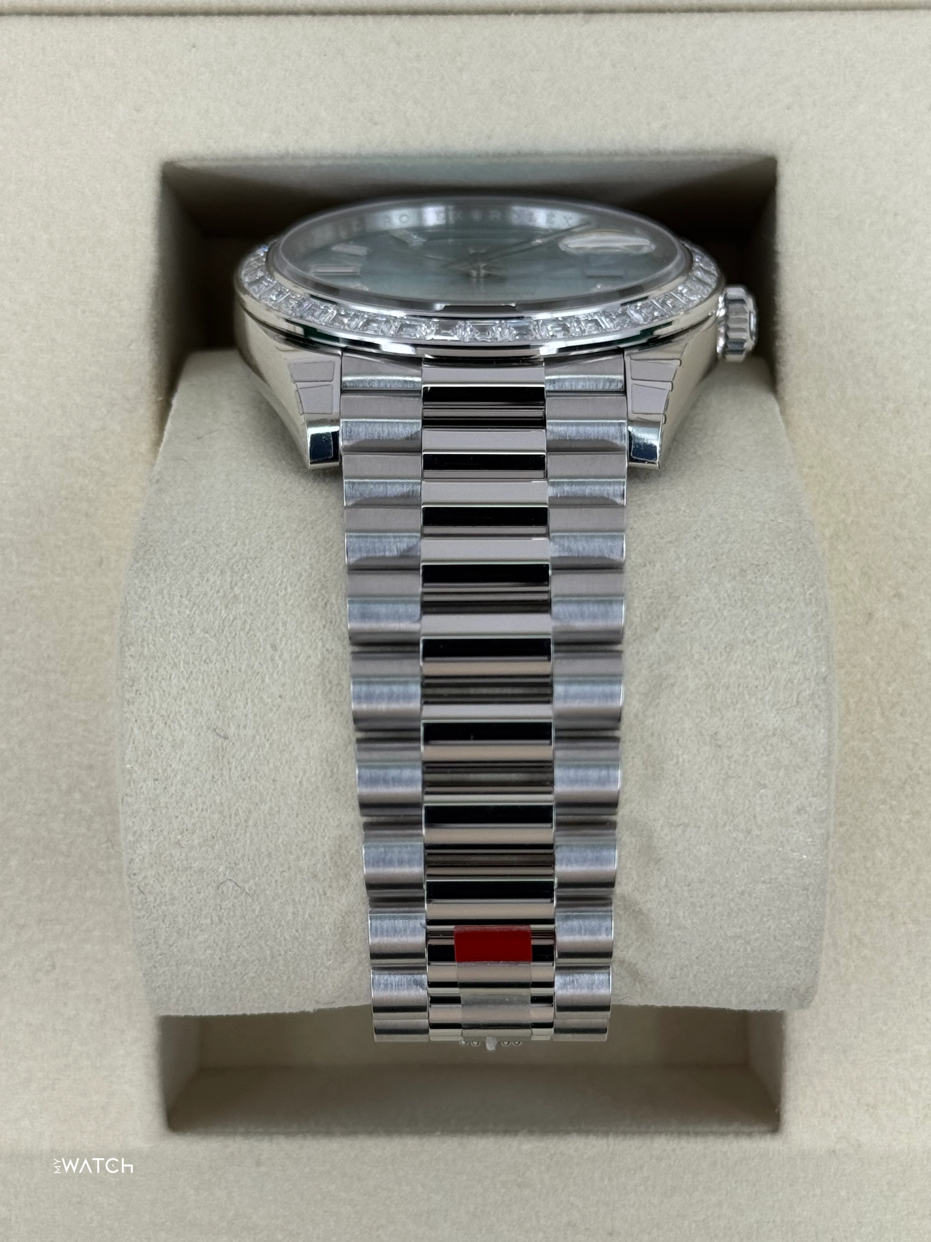 NEW 2025 Rolex Day-Date 40mm 228396TBR Ice Blue Diamond Baguette Dial - Image 3