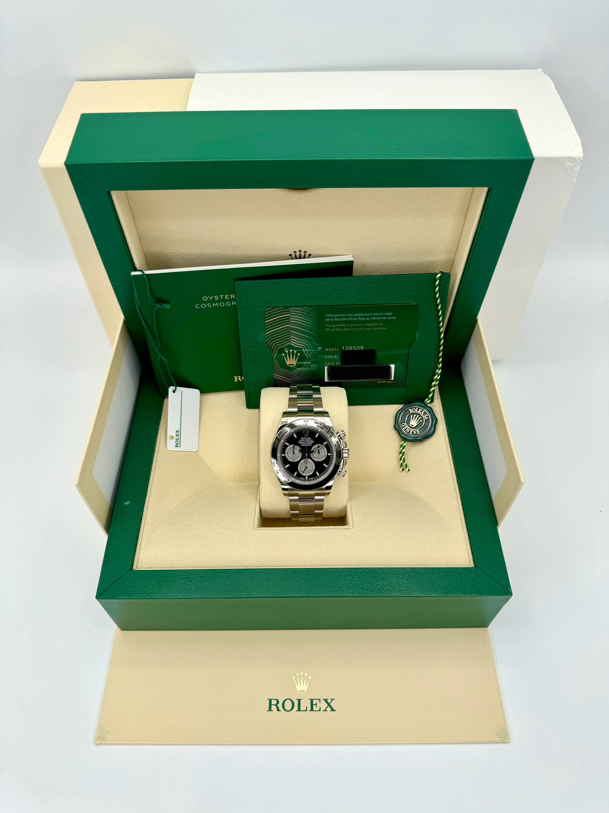 NEW 2025 Rolex Daytona 40mm 126509 White Gold Black Dial - Image 10