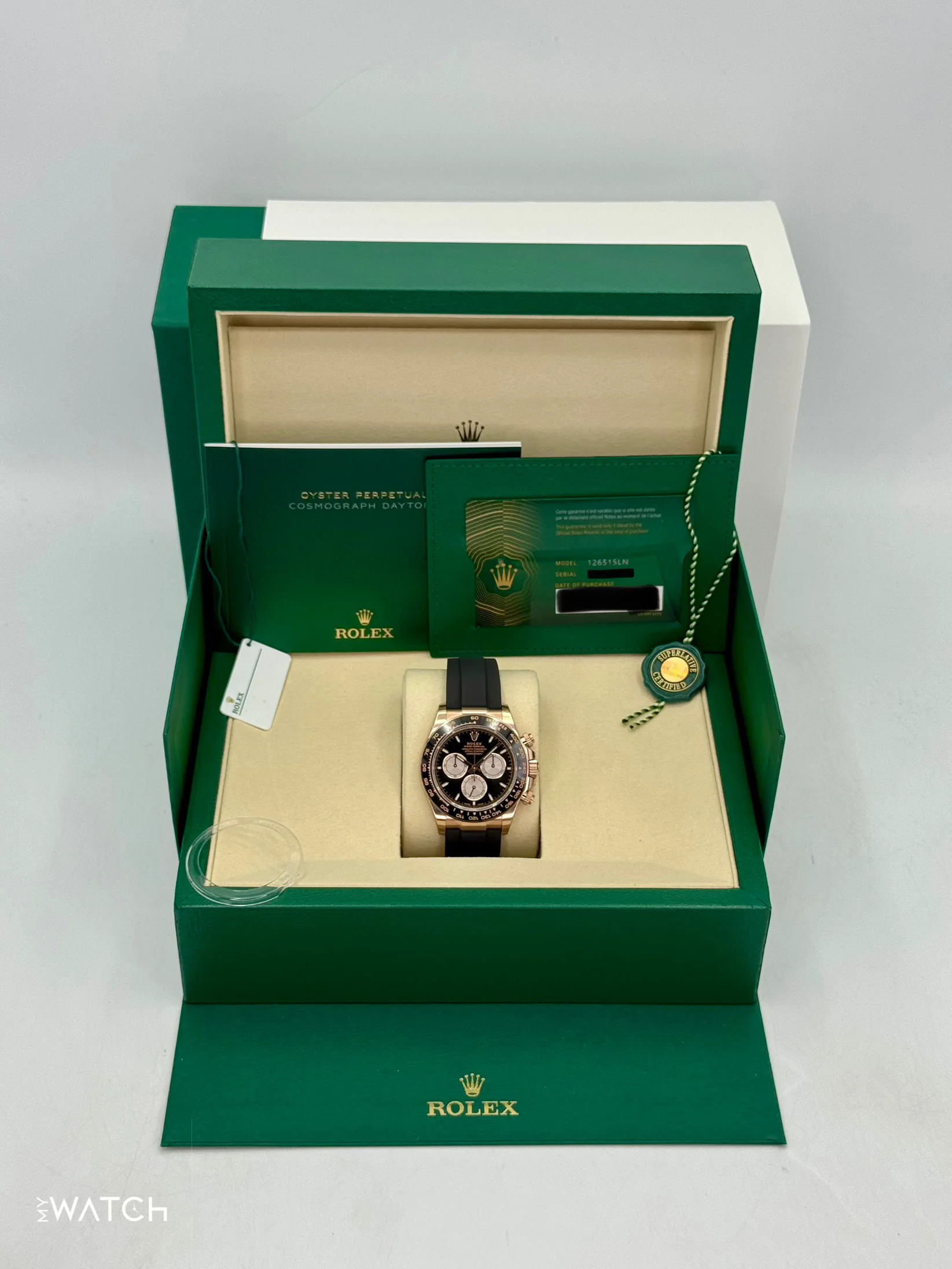 NEW 2025 Rolex Daytona 40mm 126515LN Rose Gold Oysterflex Black Dial (STICKERED) - Image 9