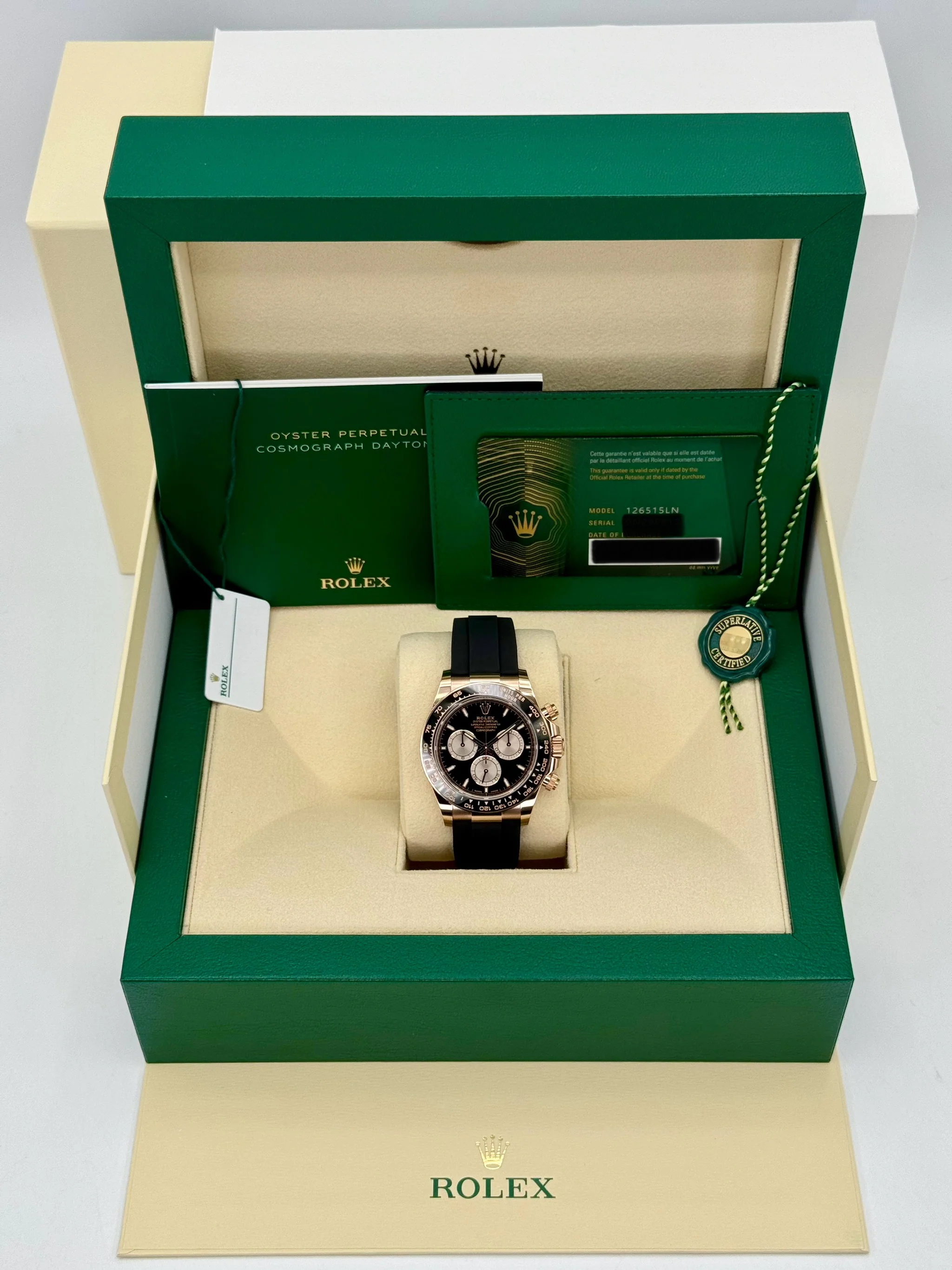NEW 2025 Rolex Daytona 40mm 126515LN Rose Gold Oysterflex Black Dial - Image 10