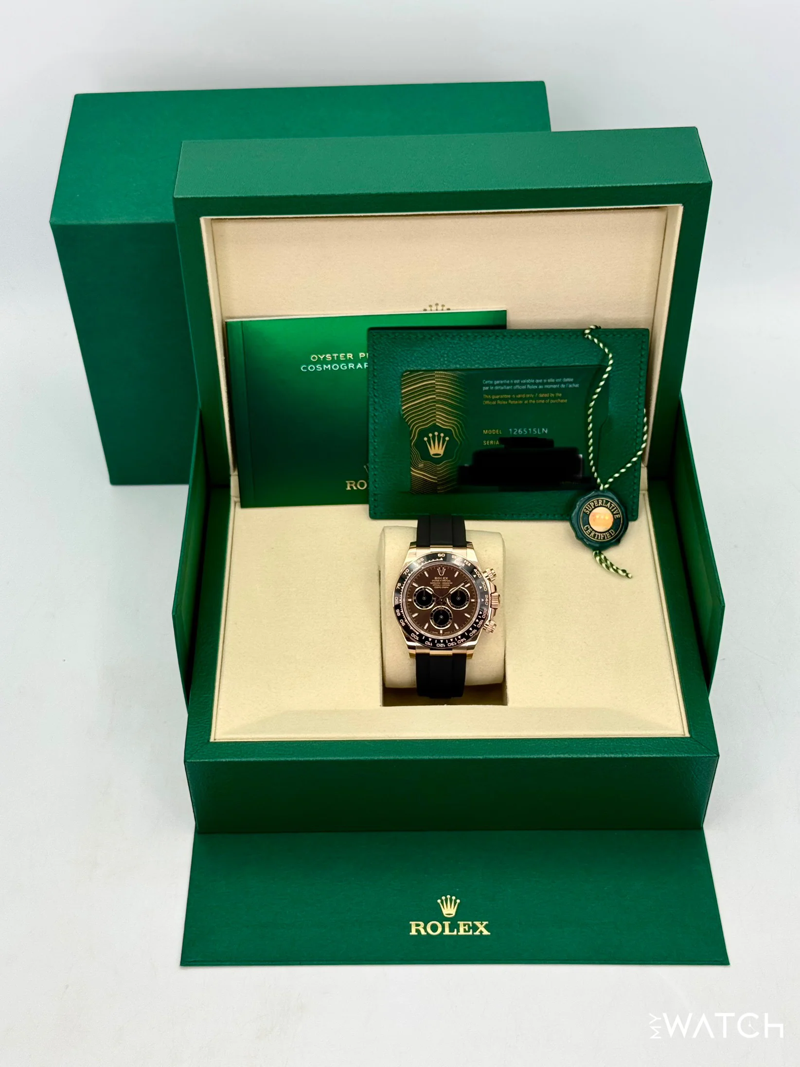 NEW 2025 Rolex Daytona 40mm 126515LN Rose Gold Oysterflex Chocolate Dial - Image 9