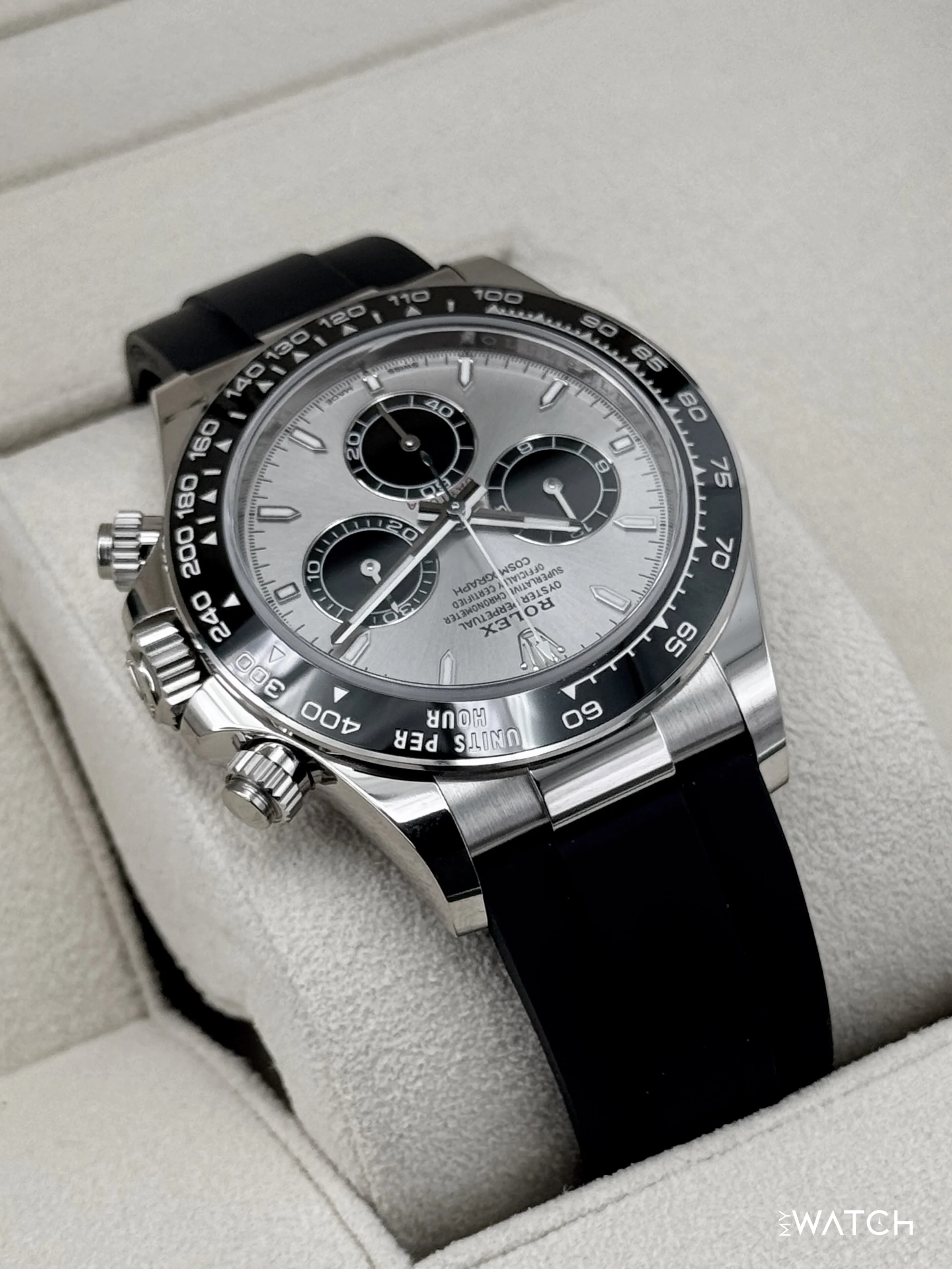 NEW 2025 Rolex Daytona 40mm 126519LN White Gold Oysterflex Silver Ghost Dial - Image 8