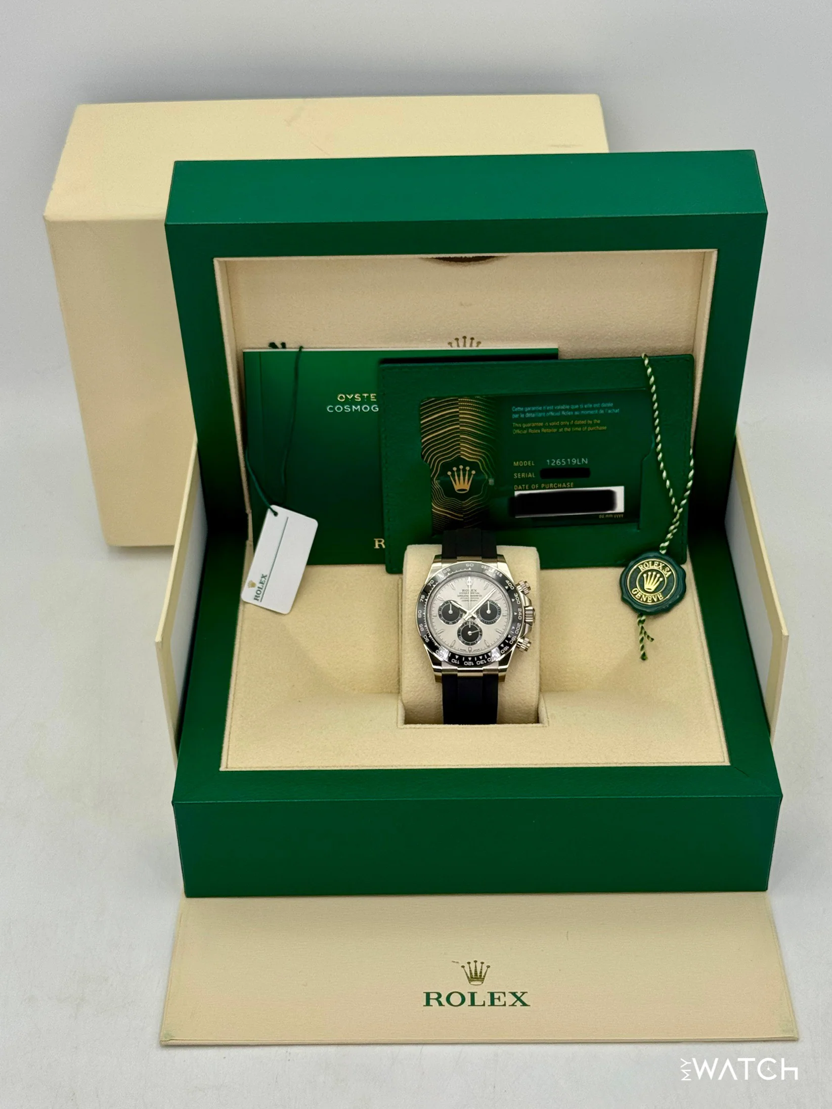 NEW 2025 Rolex Daytona 40mm 126519LN White Gold Oysterflex Silver Ghost Dial - Image 9