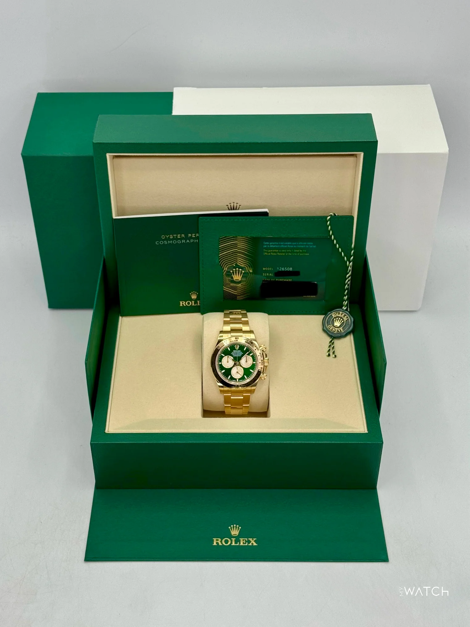 NEW 2025 Rolex Daytona "John Mayer" 40mm 126508 Yellow Gold Green Dial (STICKERED) - Image 9