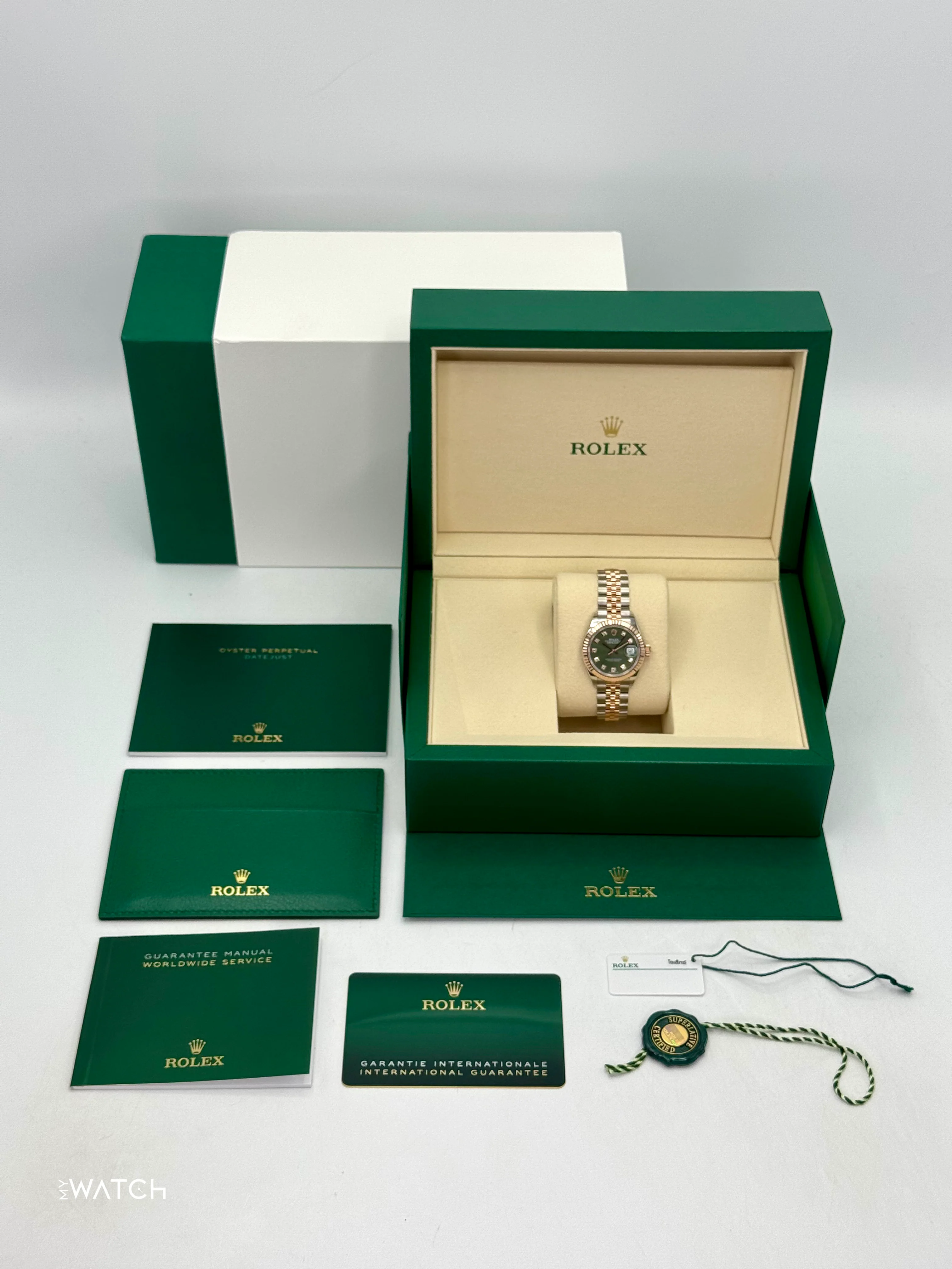 NEW 2025 Rolex Ladies Datejust 28mm 279171 Two-Tone Green Diamond Dial - Image 10