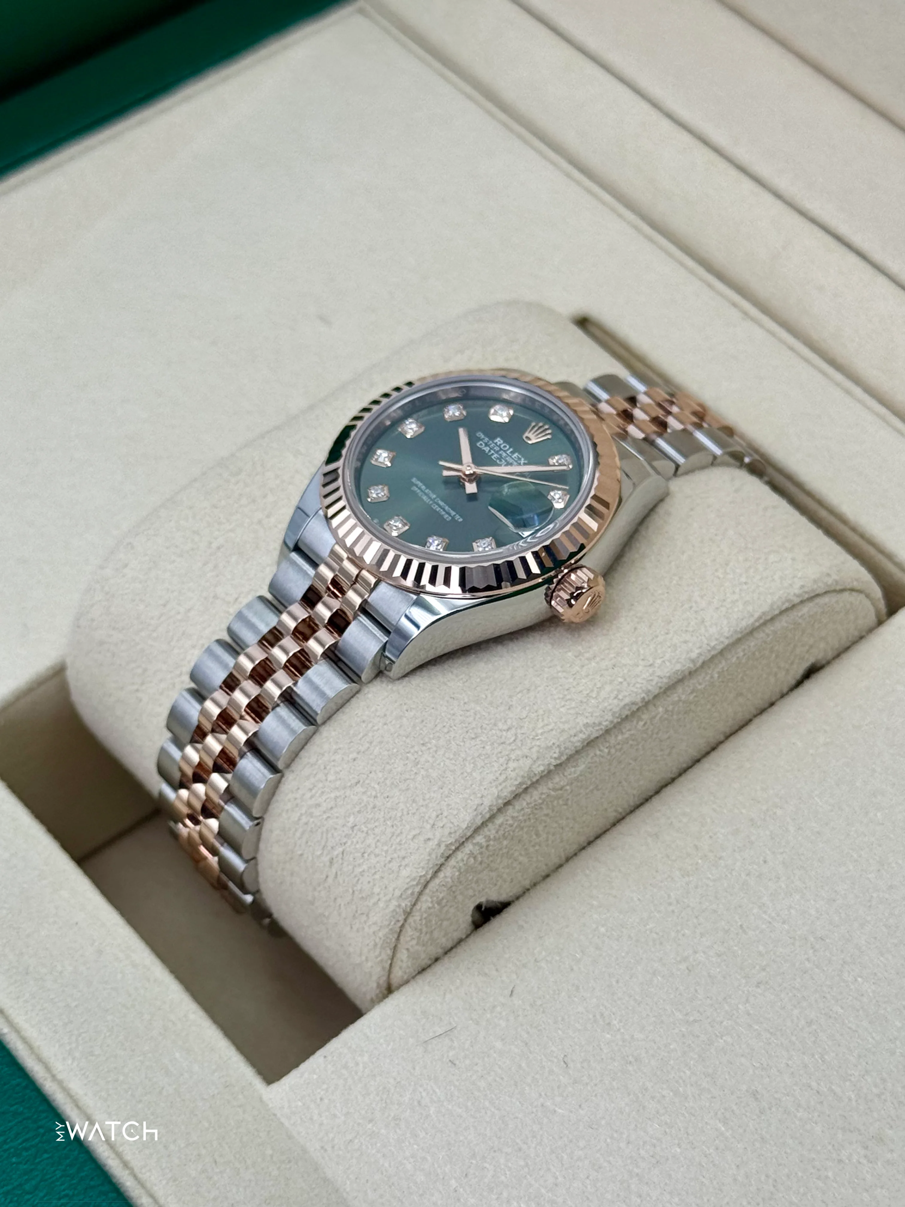 NEW 2025 Rolex Ladies Datejust 28mm 279171 Two-Tone Green Diamond Dial - Image 5