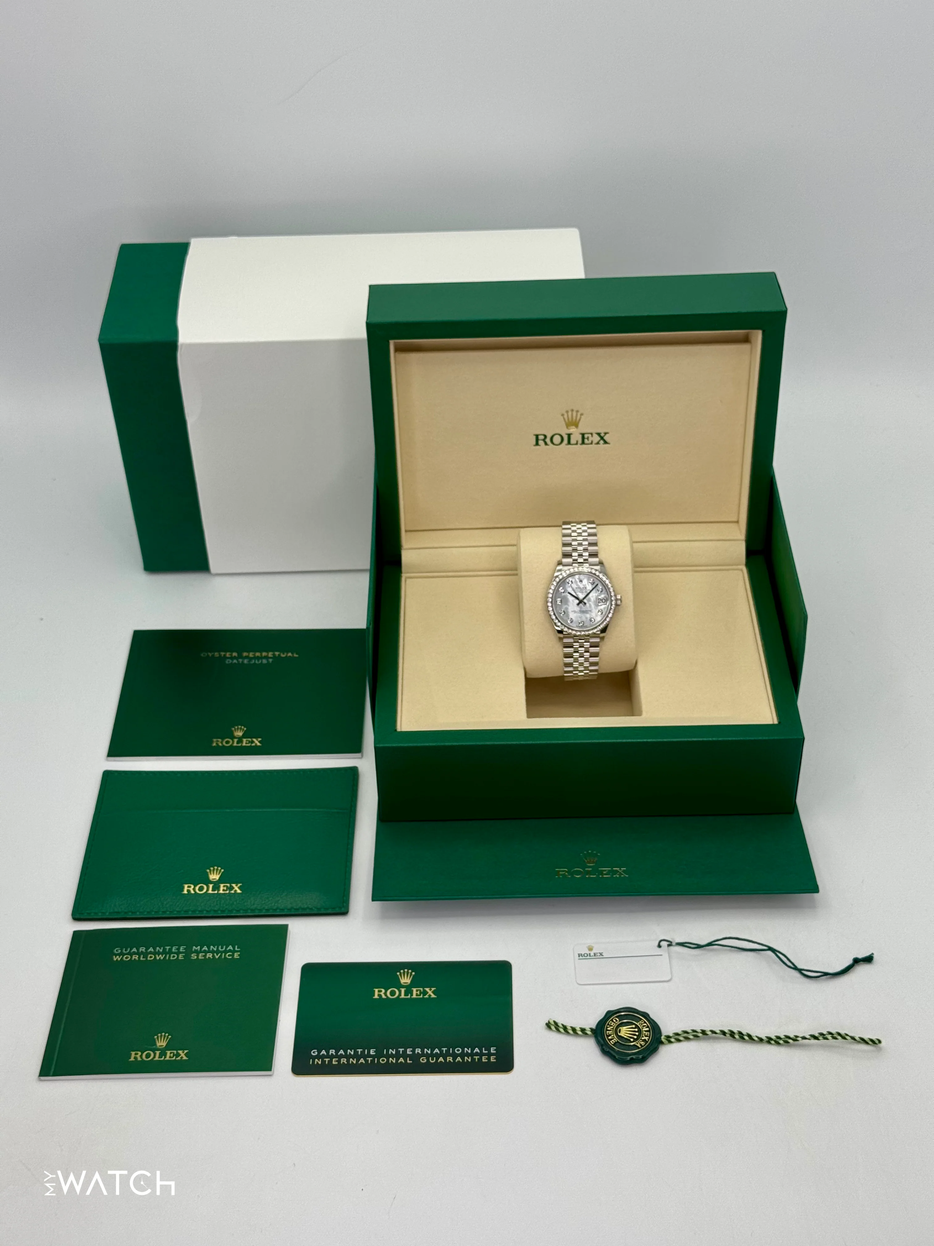 NEW 2025 Rolex Lady Datejust 28mm 278384RBR Jubilee MOP Diamond Dial - Image 10