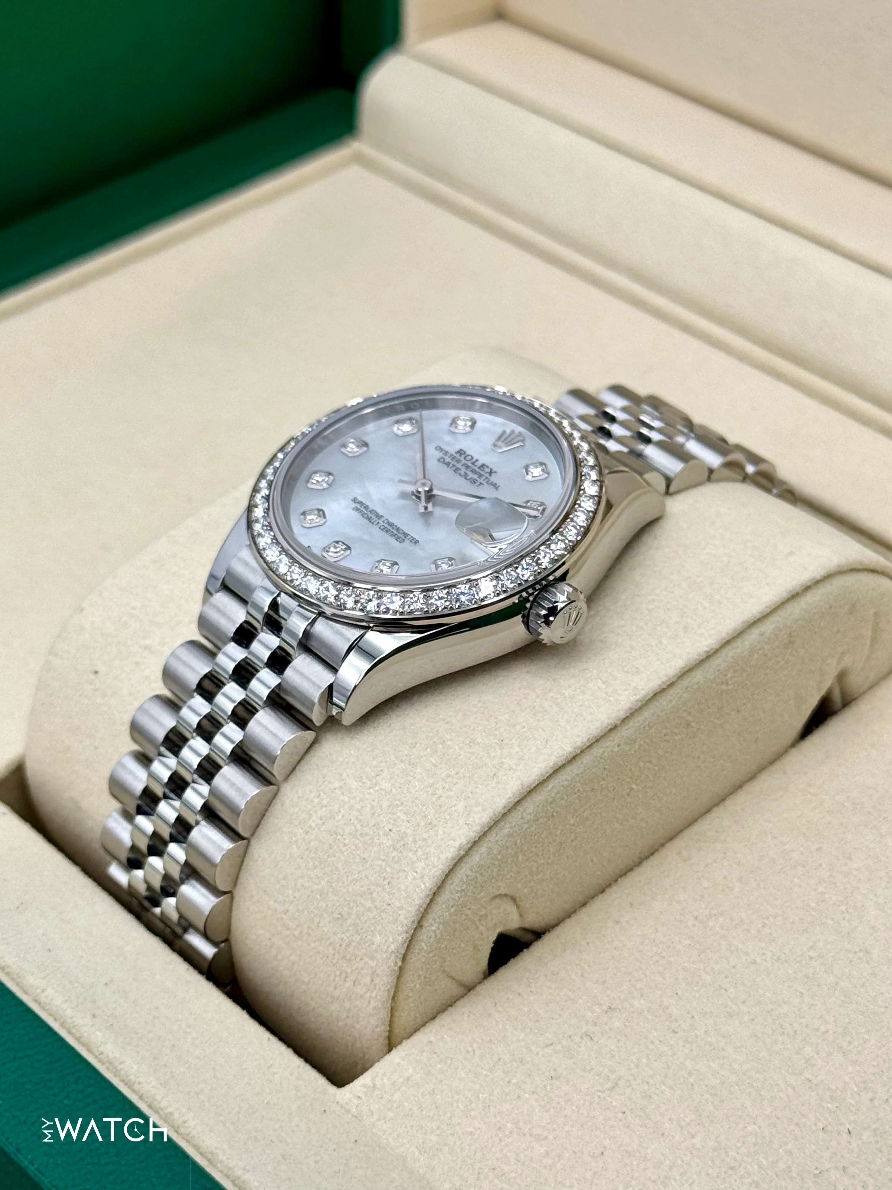 NEW 2025 Rolex Lady Datejust 28mm 278384RBR Jubilee MOP Diamond Dial - Image 5