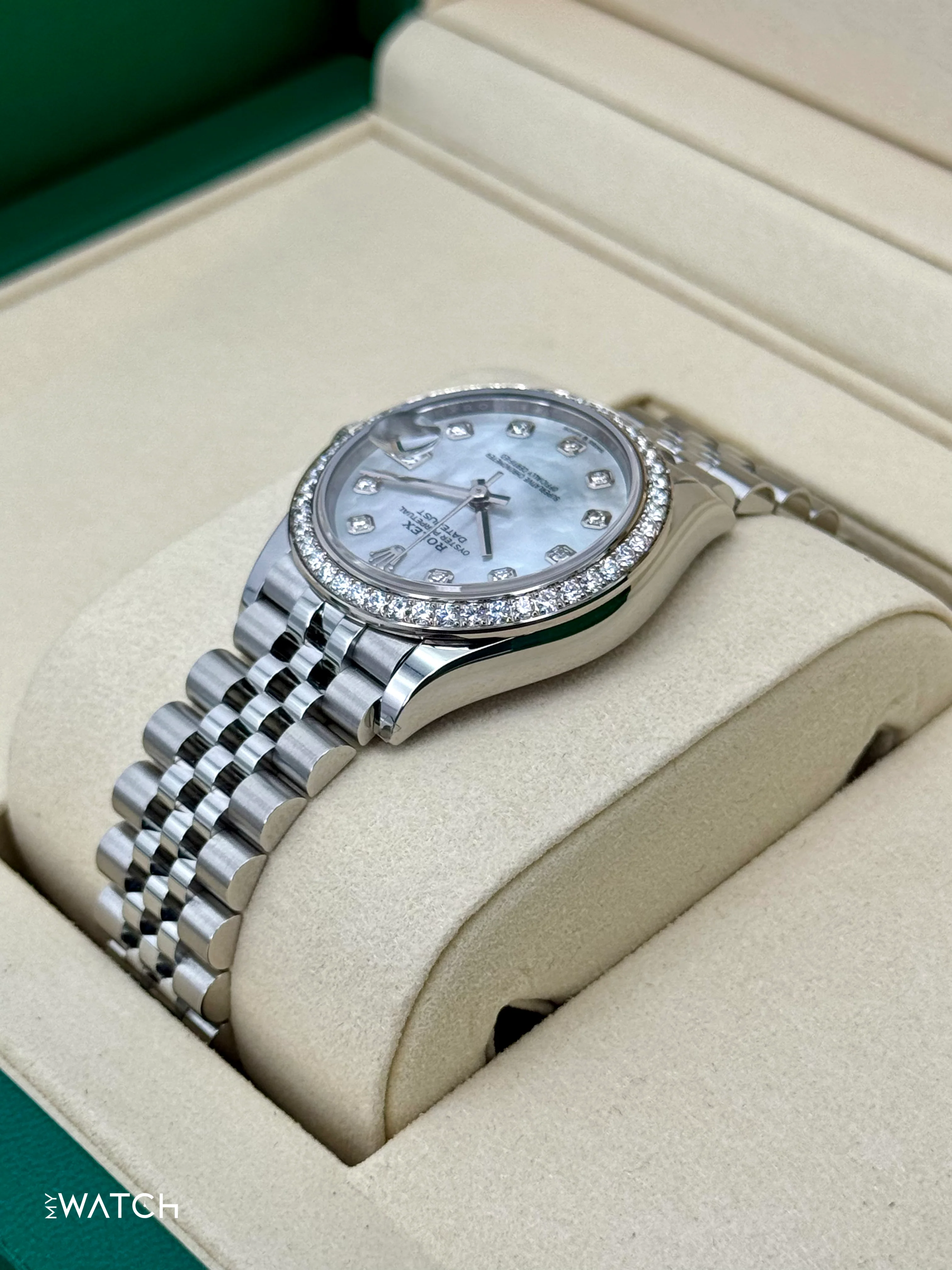 NEW 2025 Rolex Lady Datejust 28mm 278384RBR Jubilee MOP Diamond Dial - Image 7