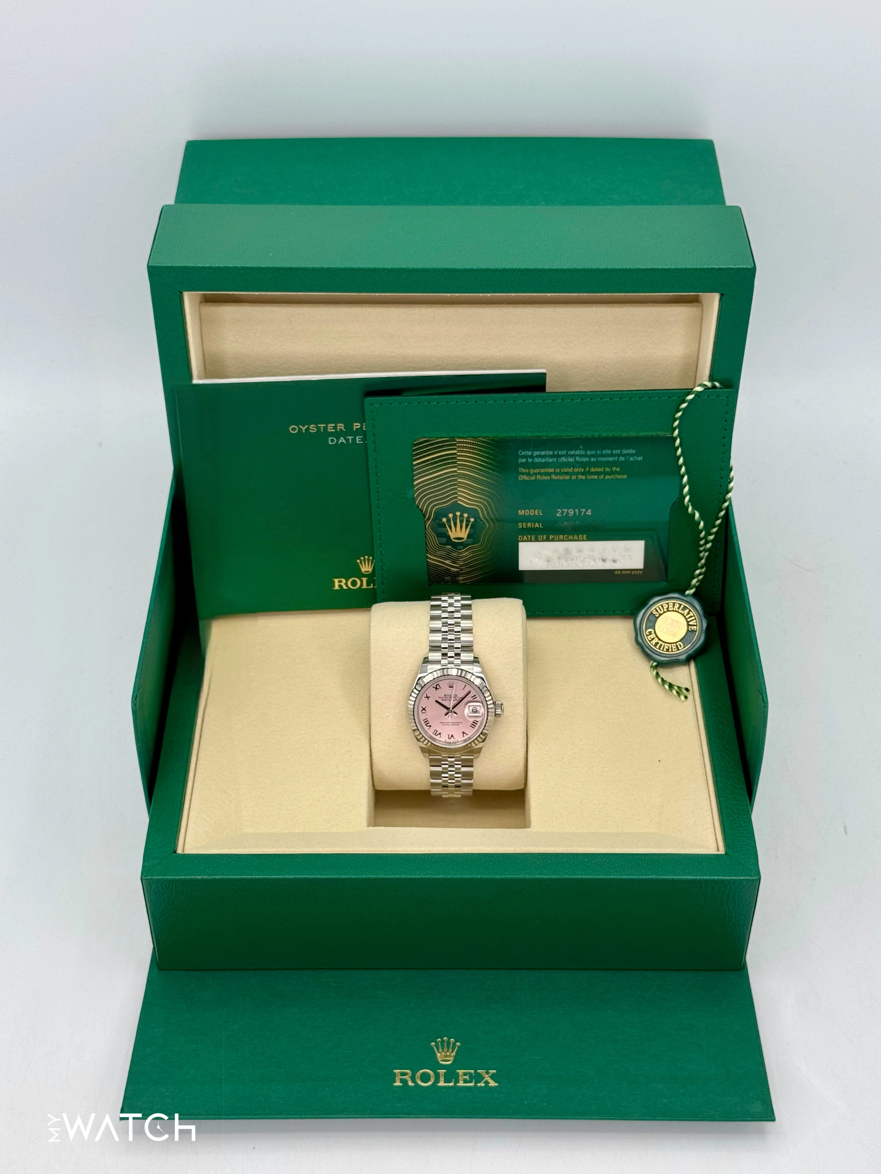NEW 2025 Rolex Lady Datejust 28mm 279174 Stainless Steel Jubilee Pink Dial - Image 9