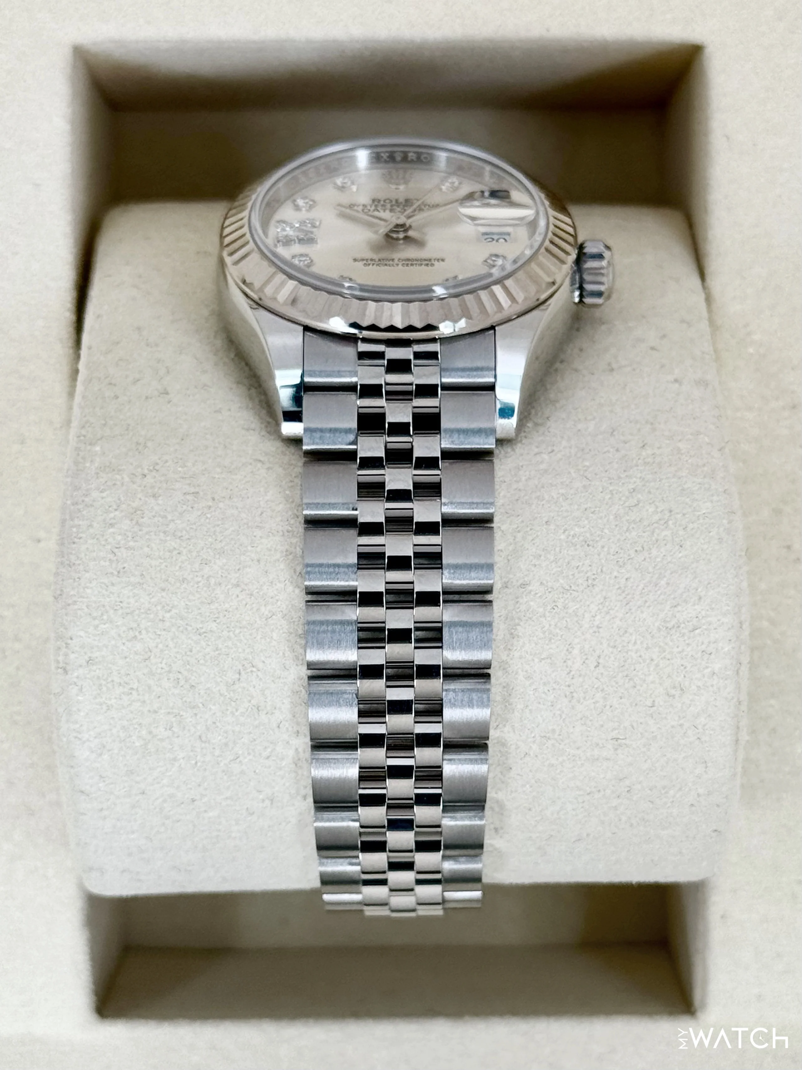 NEW 2025 Rolex Lady Datejust 28mm 279174 Stainless Steel Jubilee Silver Star Diamond Dial - Image 3