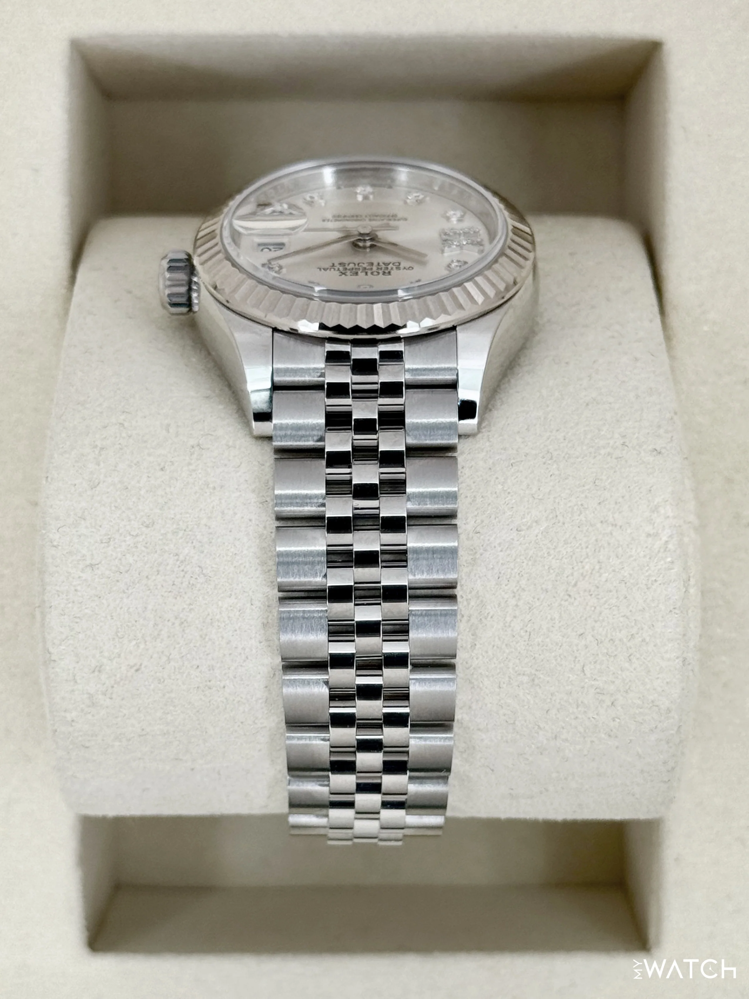 NEW 2025 Rolex Lady Datejust 28mm 279174 Stainless Steel Jubilee Silver Star Diamond Dial - Image 4