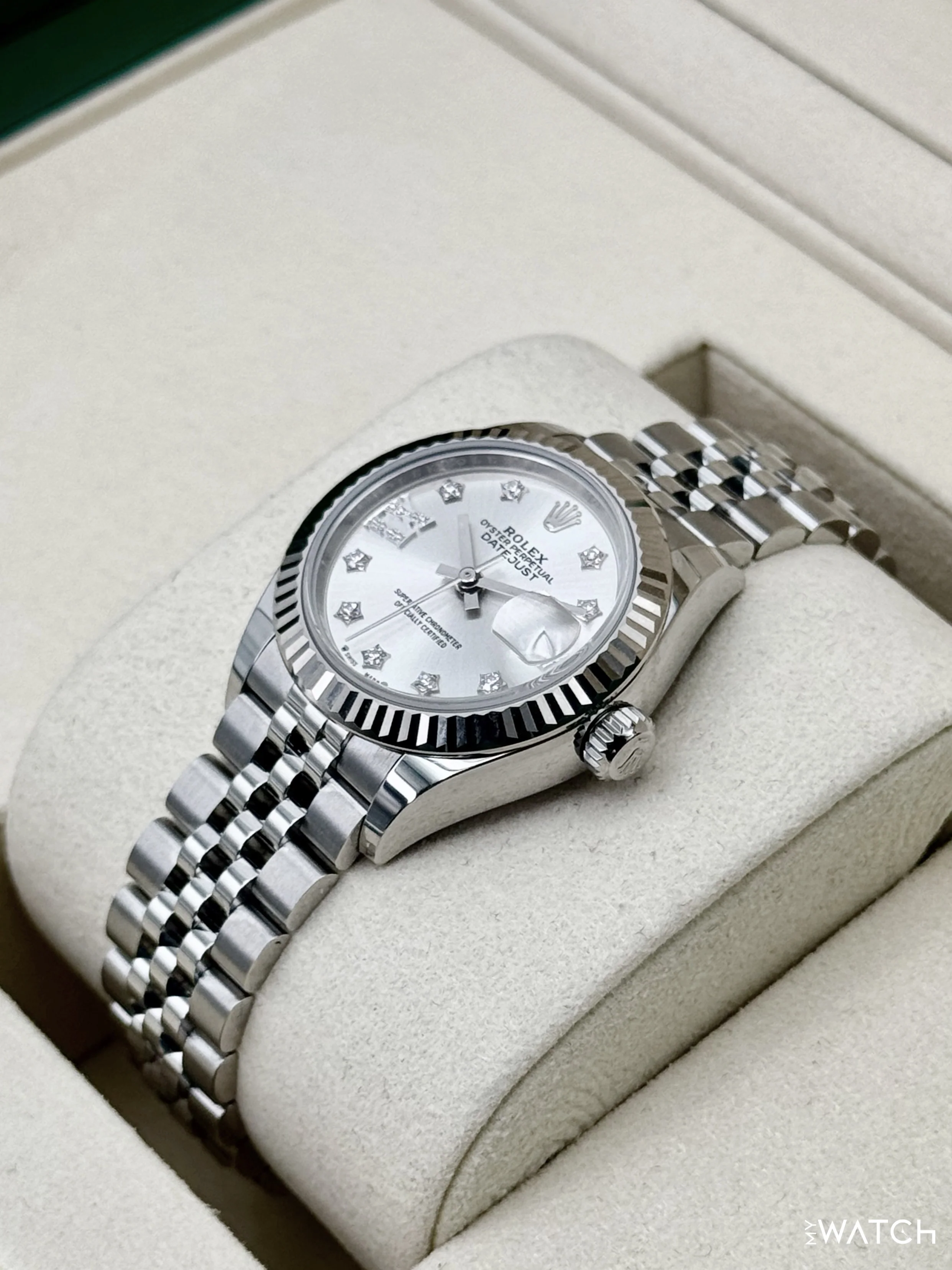 NEW 2025 Rolex Lady Datejust 28mm 279174 Stainless Steel Jubilee Silver Star Diamond Dial - Image 5