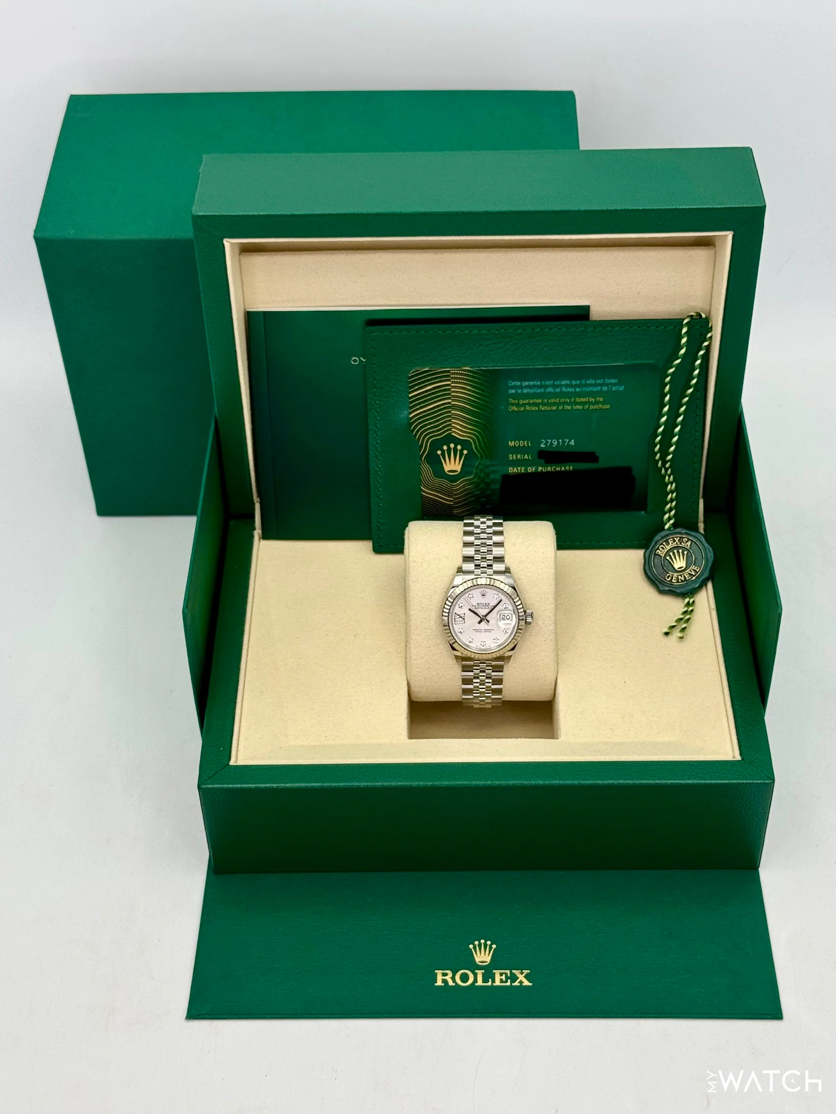 NEW 2025 Rolex Lady Datejust 28mm 279174 Stainless Steel Jubilee Silver Star Diamond Dial - Image 9