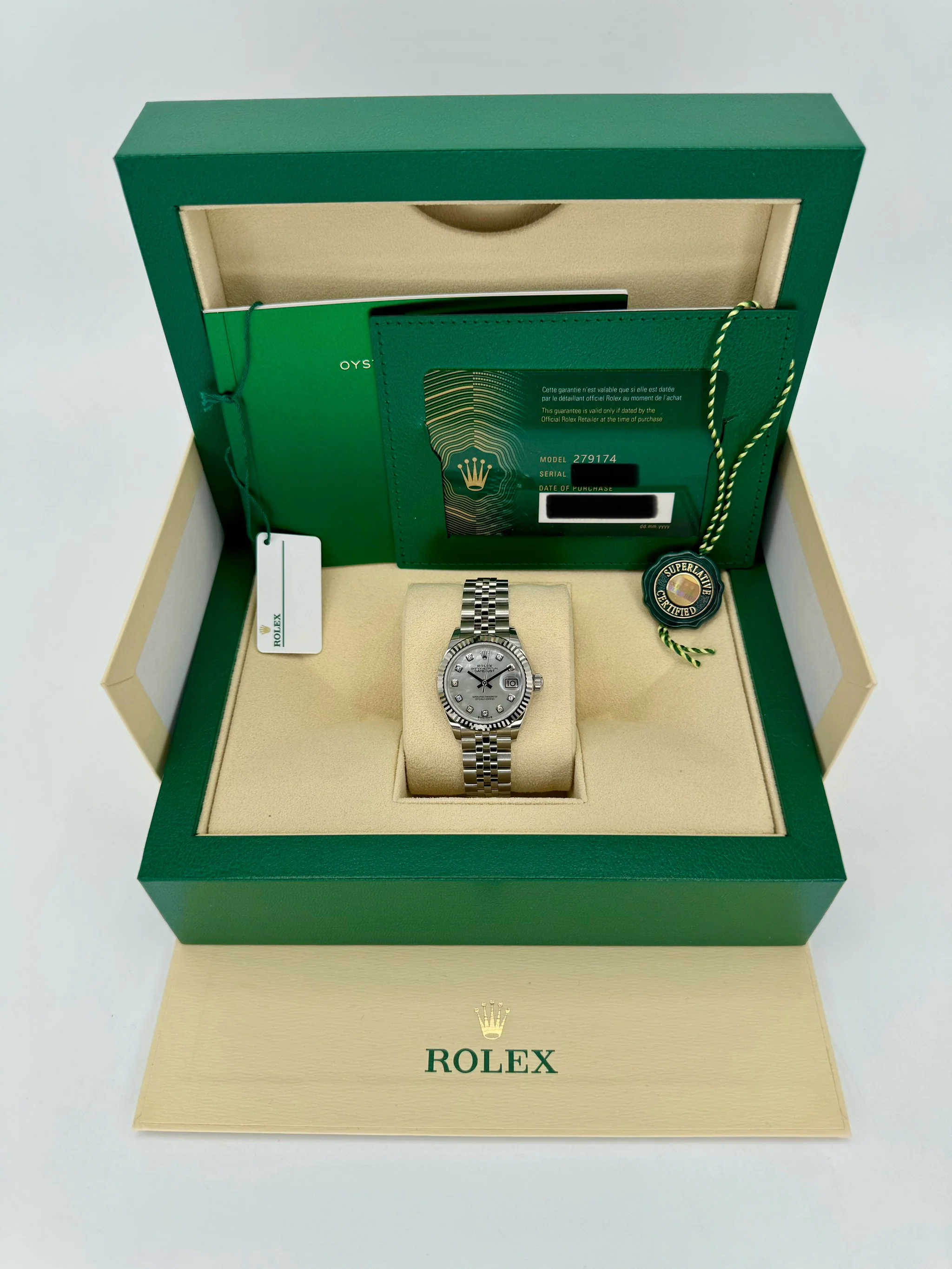 NEW 2025 Rolex Lady Datejust 28mm 279174 Jubilee MOP Diamond Dial - Image 11