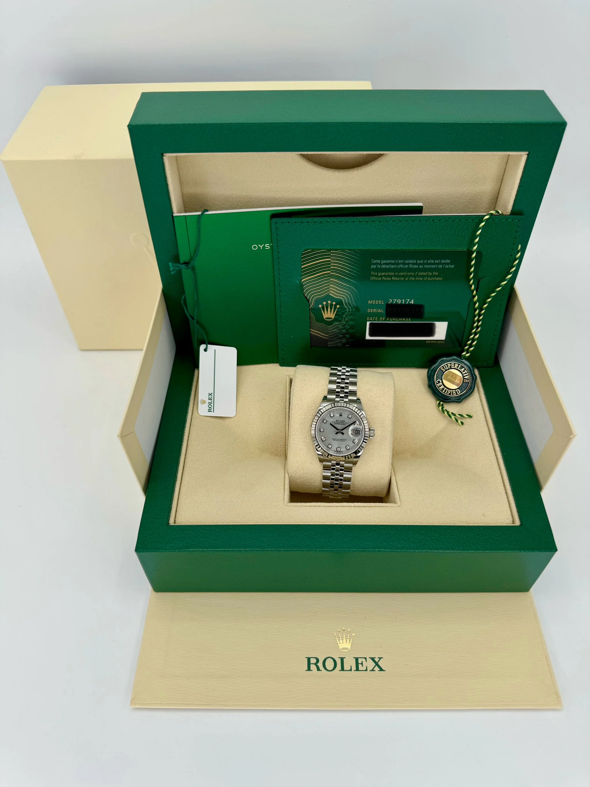 NEW 2025 Rolex Lady Datejust 28mm 279174 Jubilee MOP Diamond Dial - Image 12