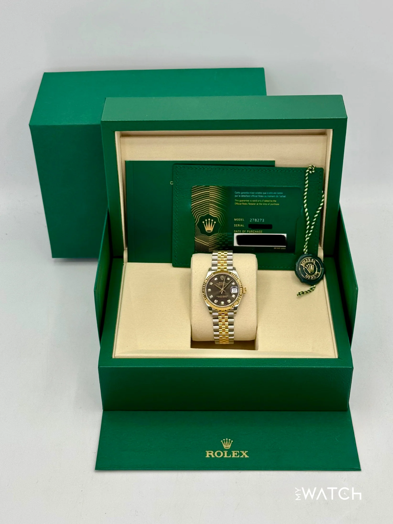 NEW 2025 Rolex Lady Datejust 31mm 278273 Two-Tone Dark Grey Diamond Dial - Image 9
