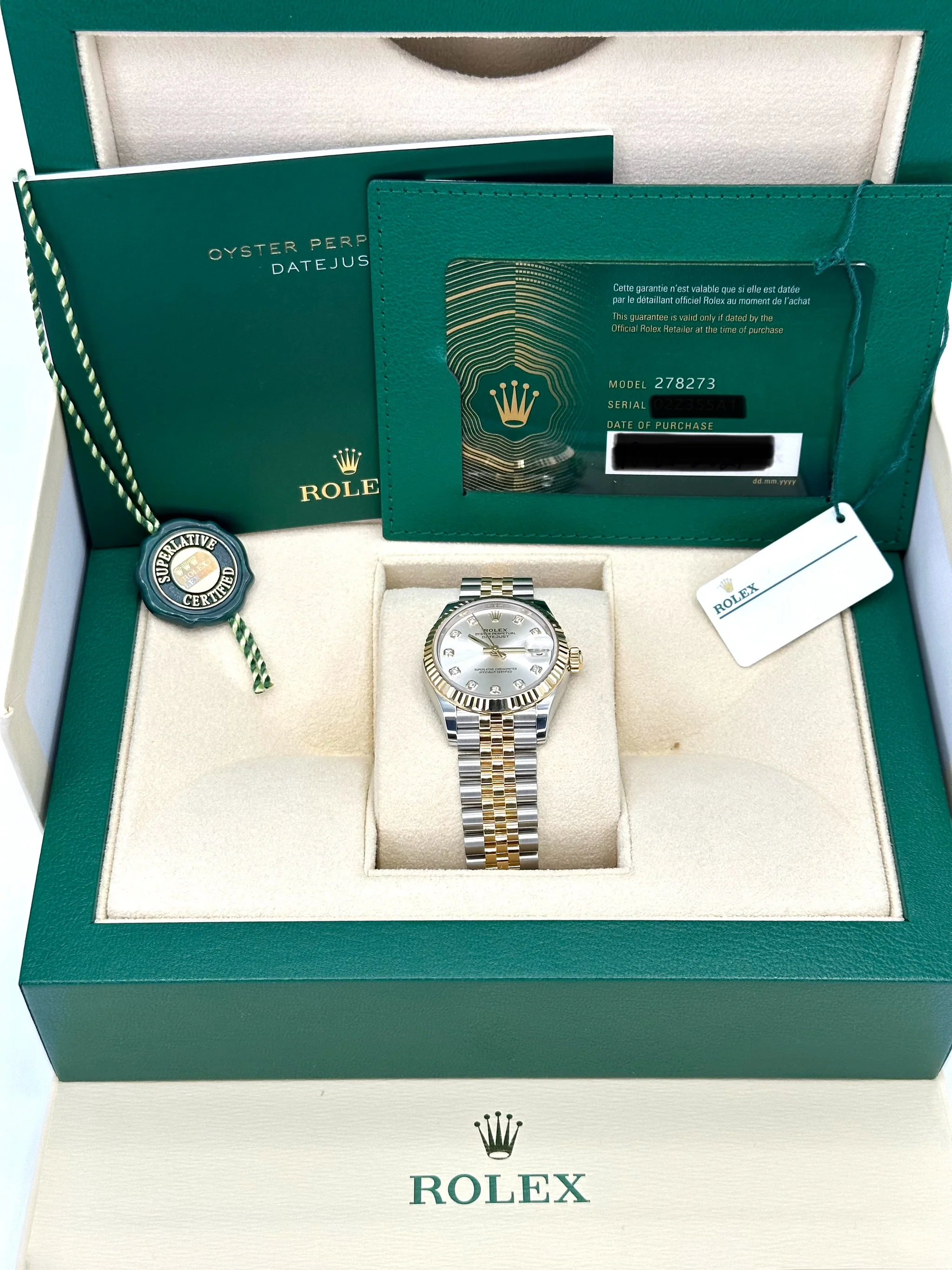 NEW 2025 Rolex Lady Datejust 31mm 278273 Two-Tone Silver Diamond Dial - Image 9