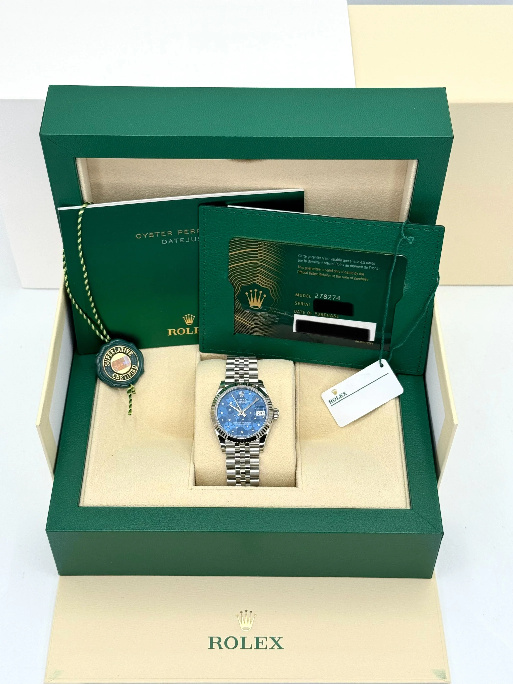 NEW 2025 Rolex Datejust 31mm 278274 Stainless Steel Jubilee Floral Dial - Image 10