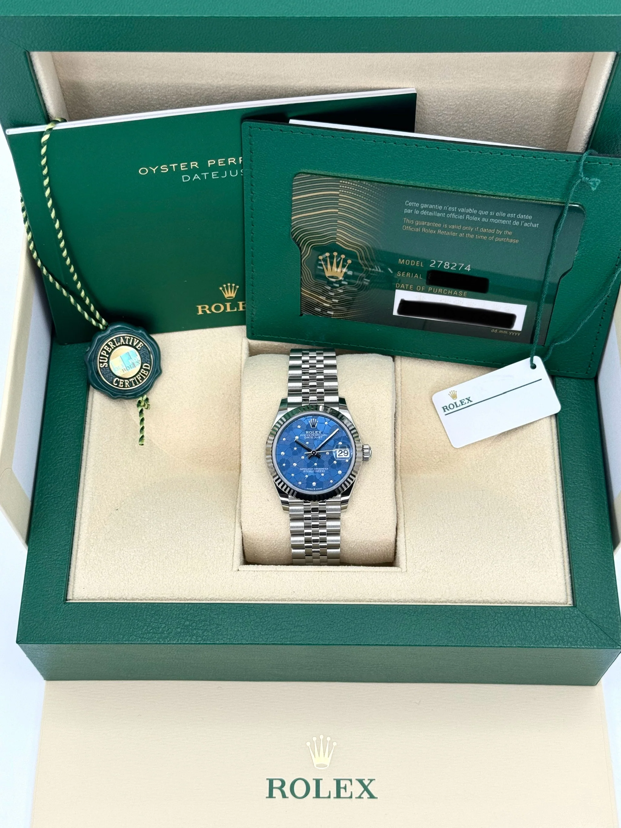 NEW 2025 Rolex Datejust 31mm 278274 Stainless Steel Jubilee Floral Dial - Image 9
